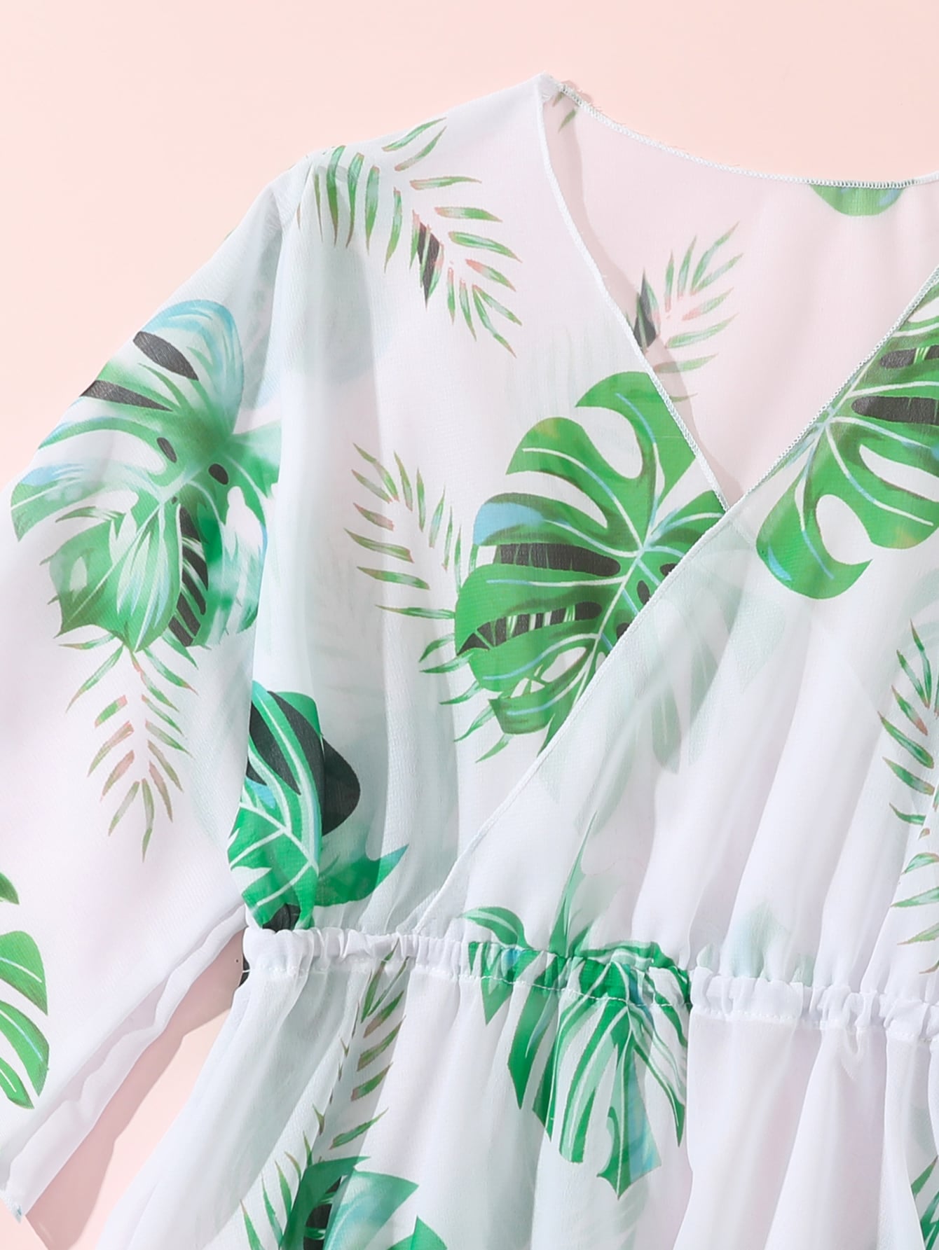 Toddler Girls Random Tropical Print Lettuce Trim Cover Up
