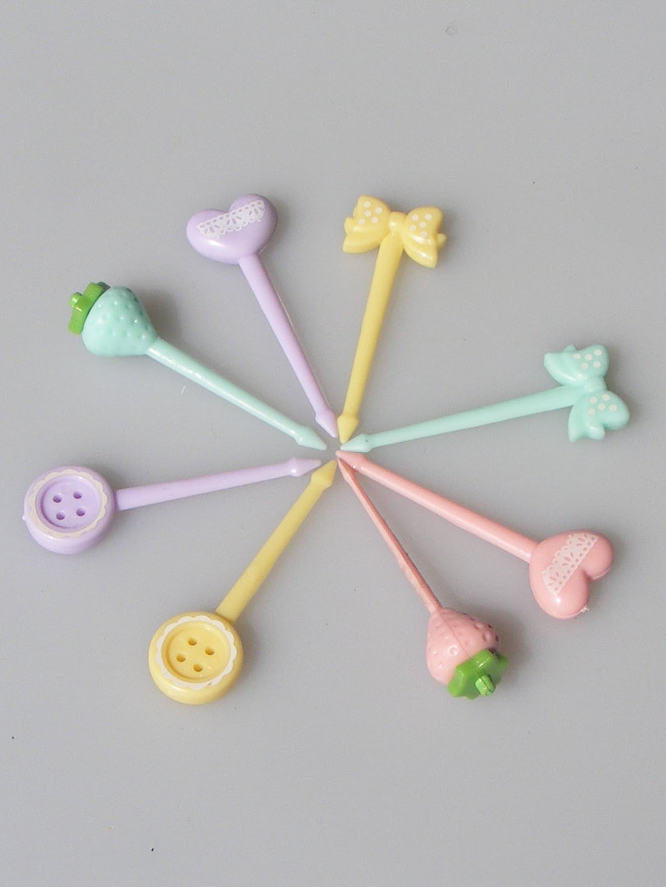 8pcs Cartoon Plastic Fruit Fork