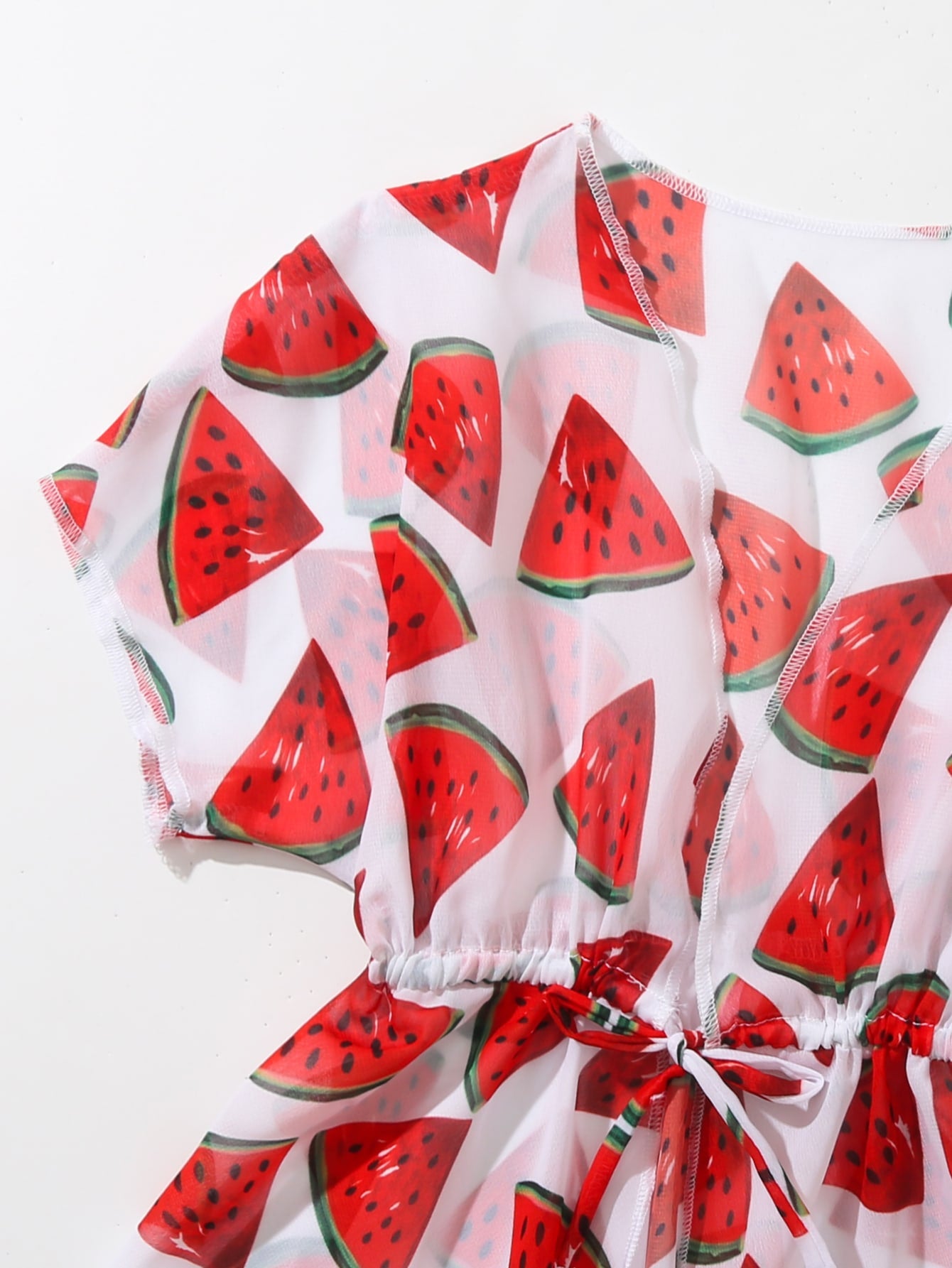Toddler Girls Random Watermelon Print Drawstring Waist Kimono