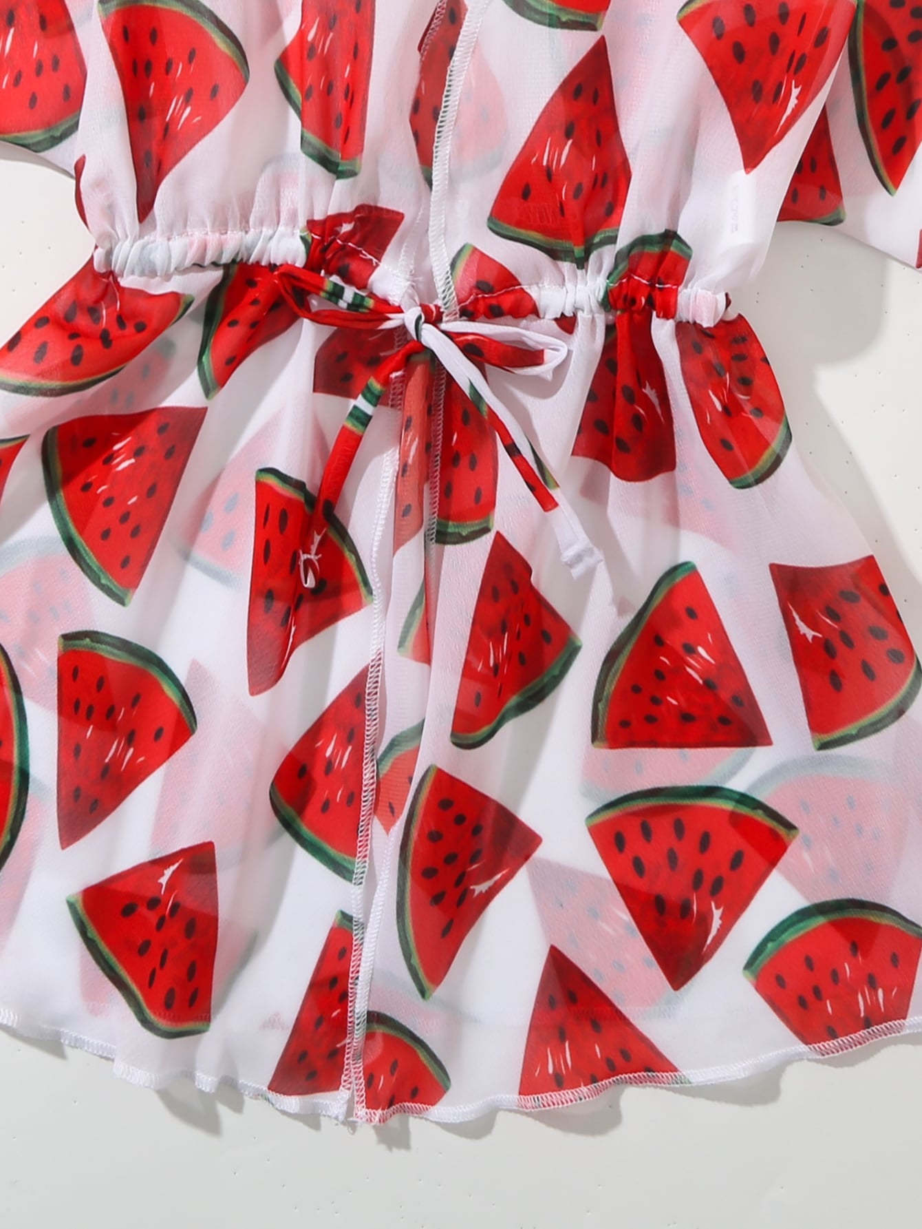 Toddler Girls Random Watermelon Print Drawstring Waist Kimono