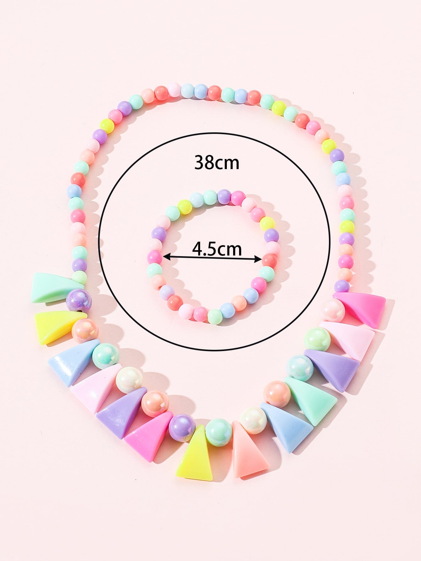 Girls Geometric Decor Beaded Necklace Bracelet