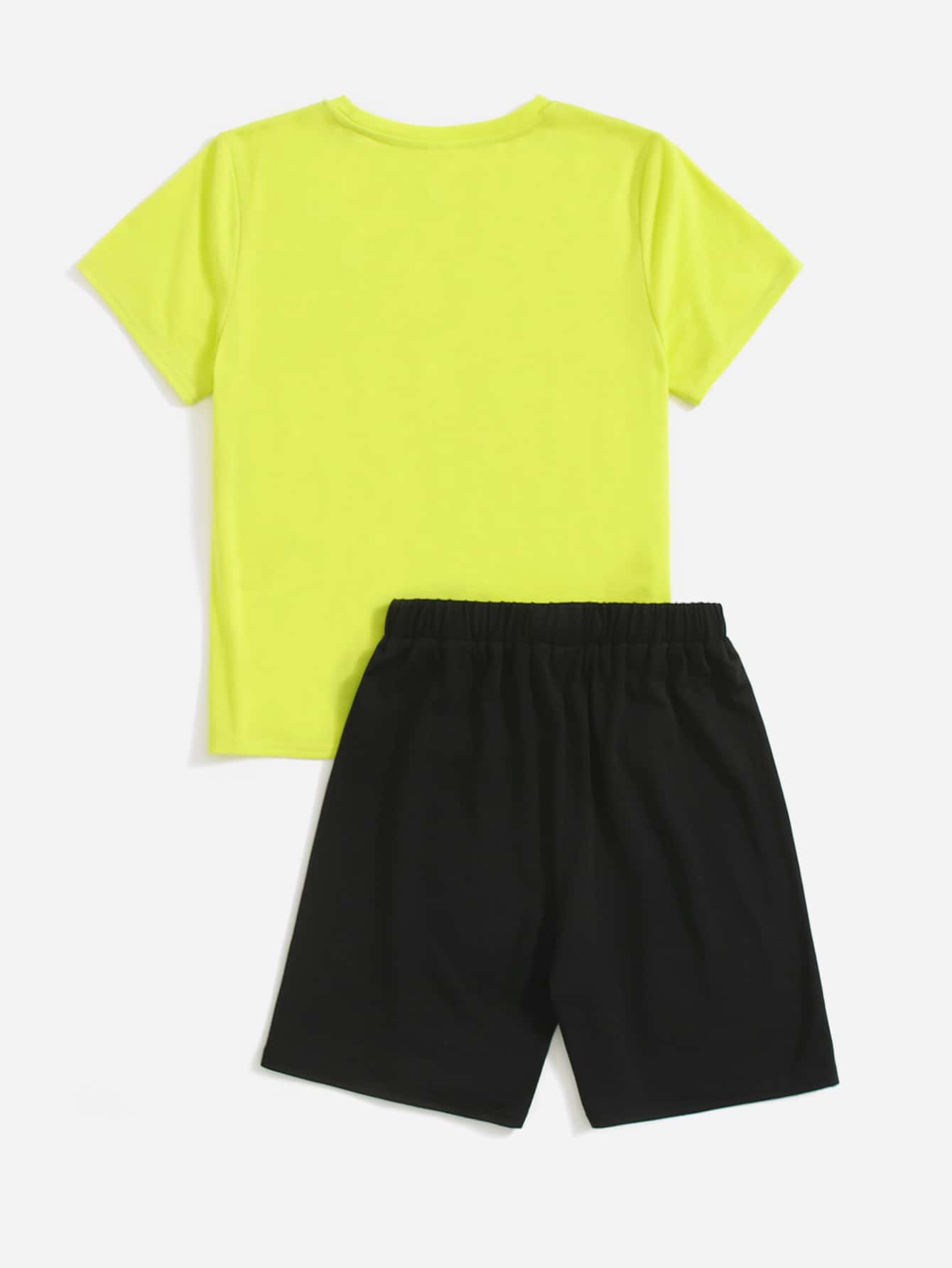 Boys Neon Lime Gamepad Print Tee Bow Front Shorts
