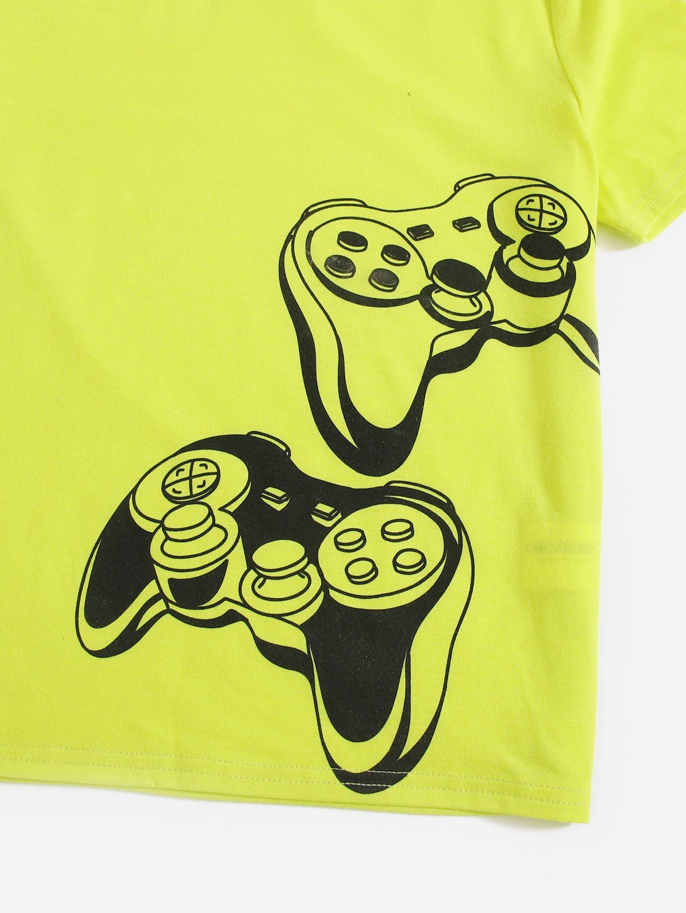 Boys Neon Lime Gamepad Print Tee Bow Front Shorts