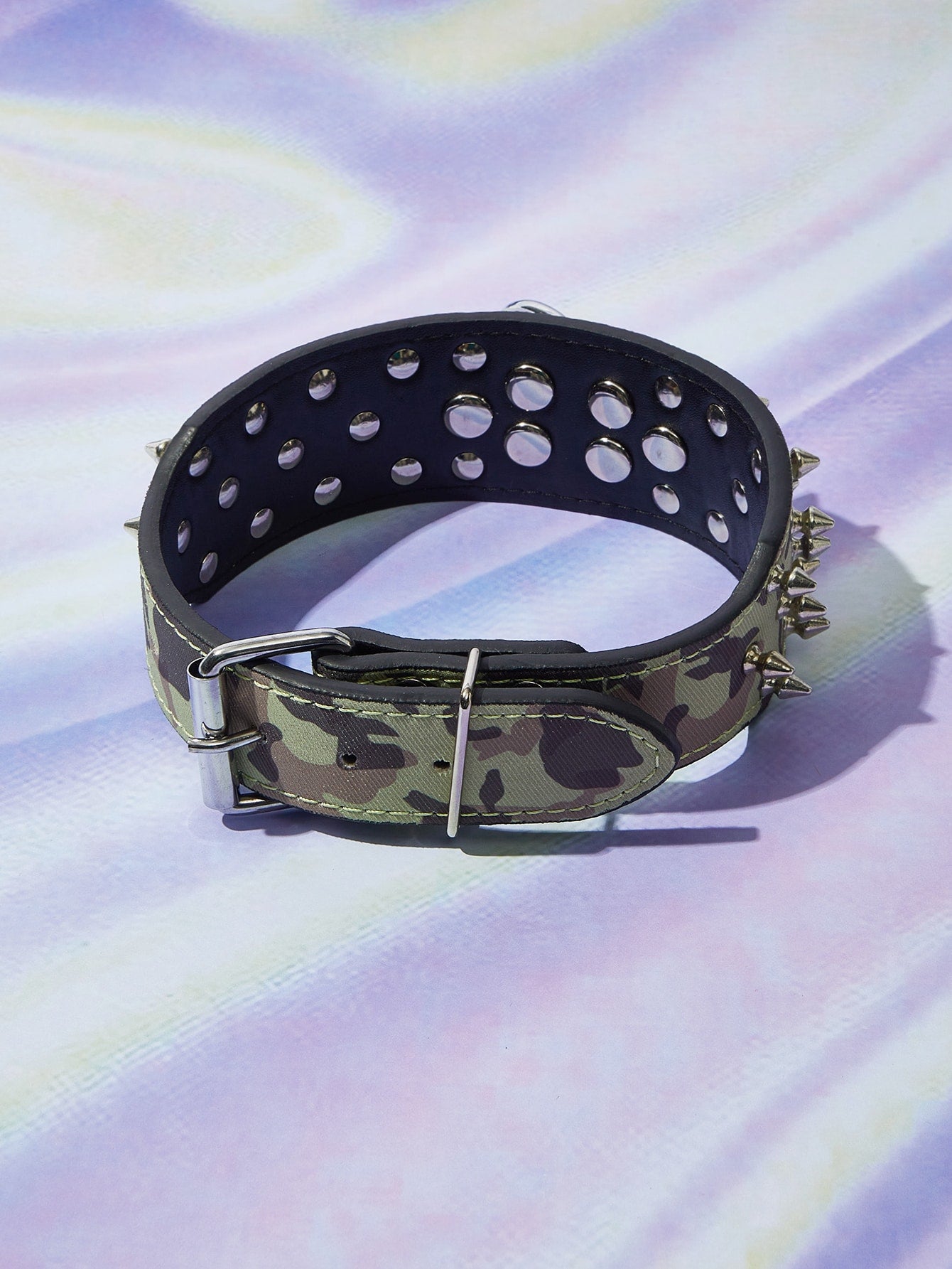 1pc Camo Rivet Decor Pet Collar