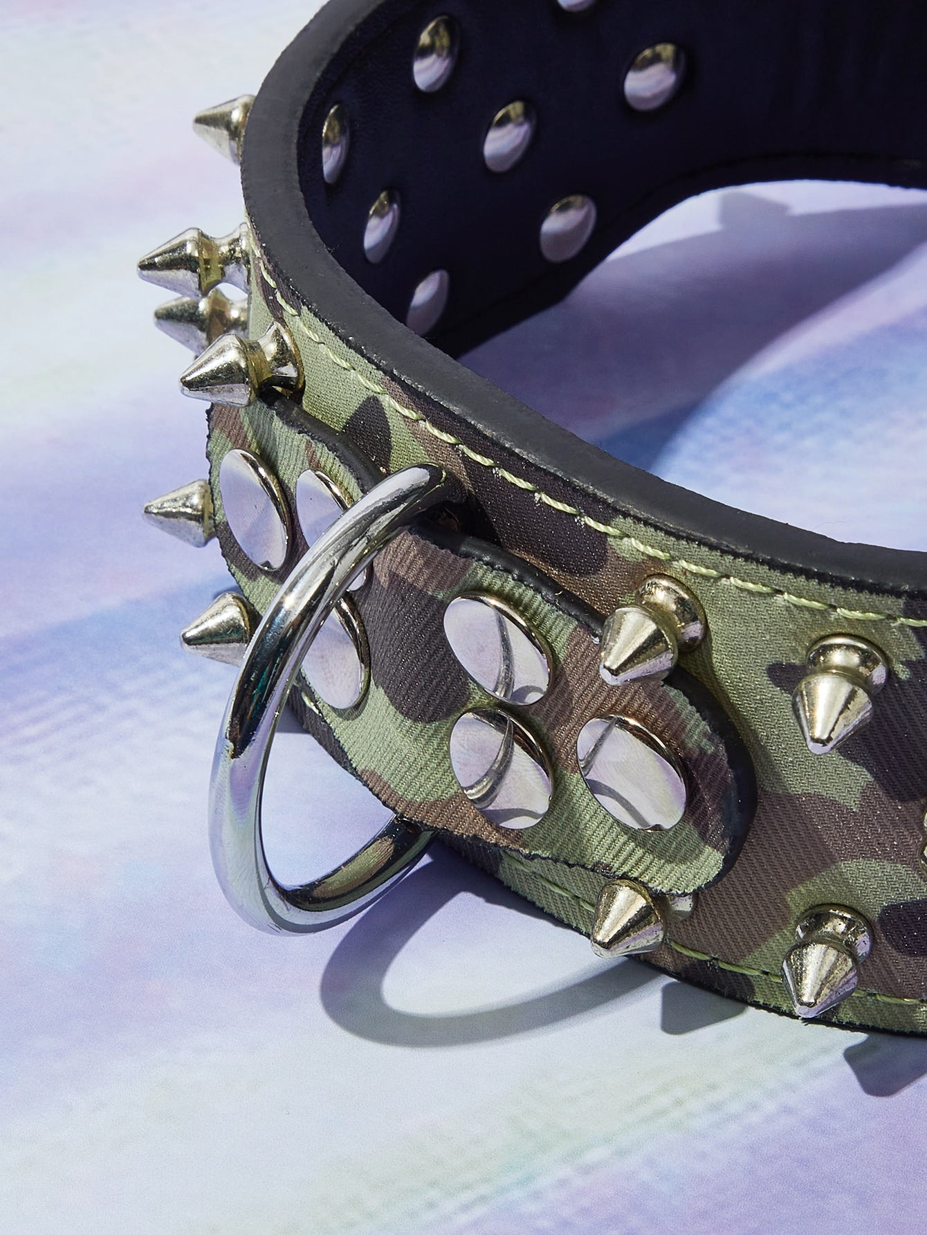 1pc Camo Rivet Decor Pet Collar