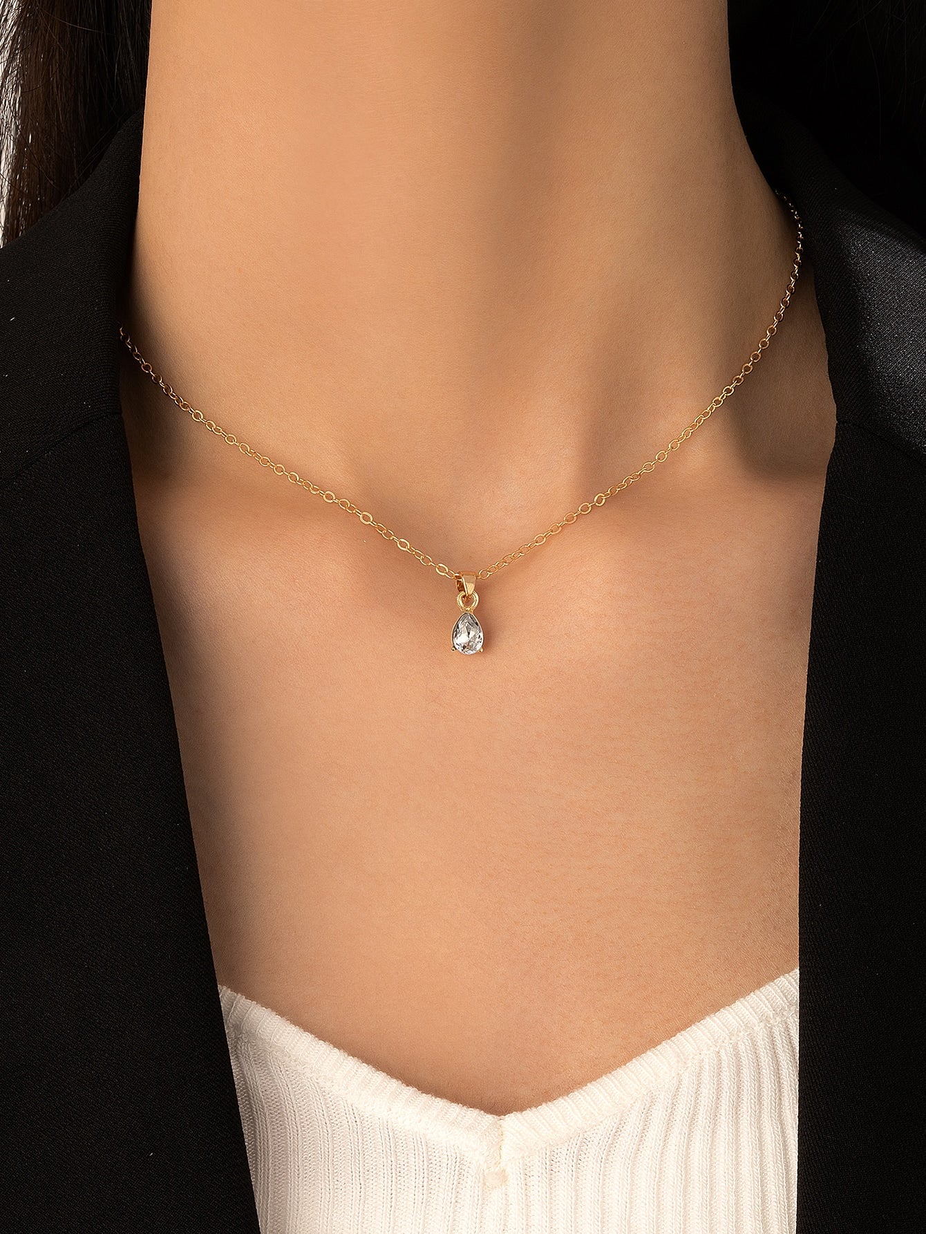 Cubic Zirconia Round Charm Necklace