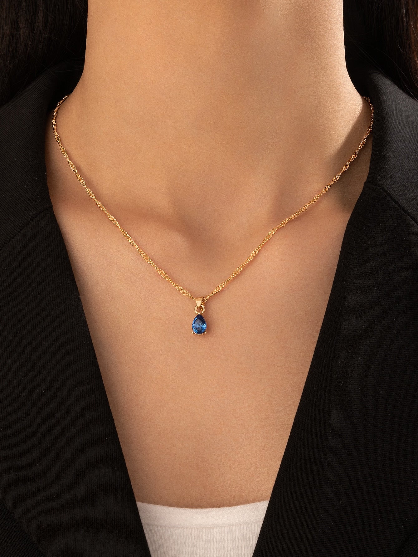 Cubic Zirconia Round Charm Necklace
