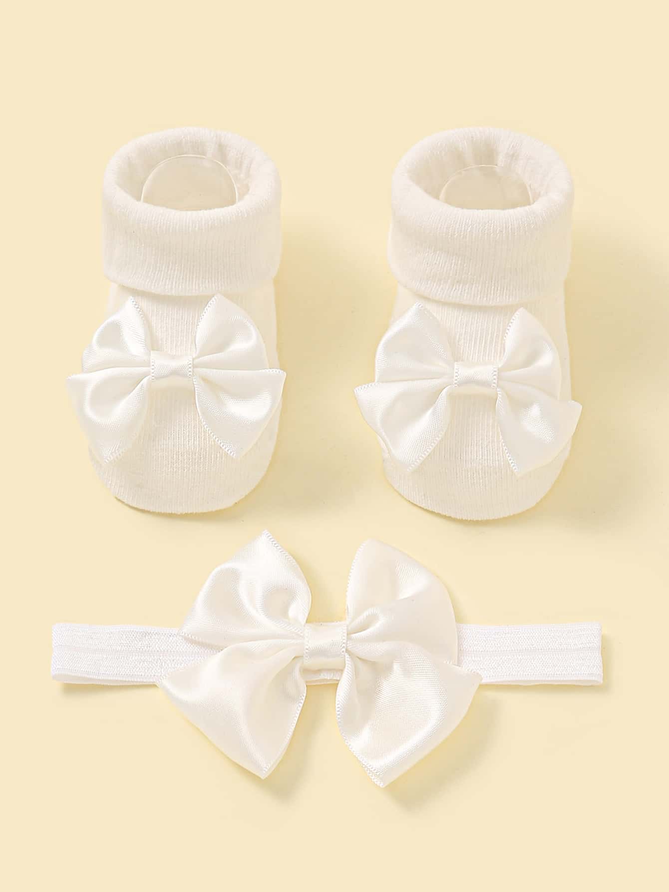 1pair Baby Bow Decor Socks 1pc Headband