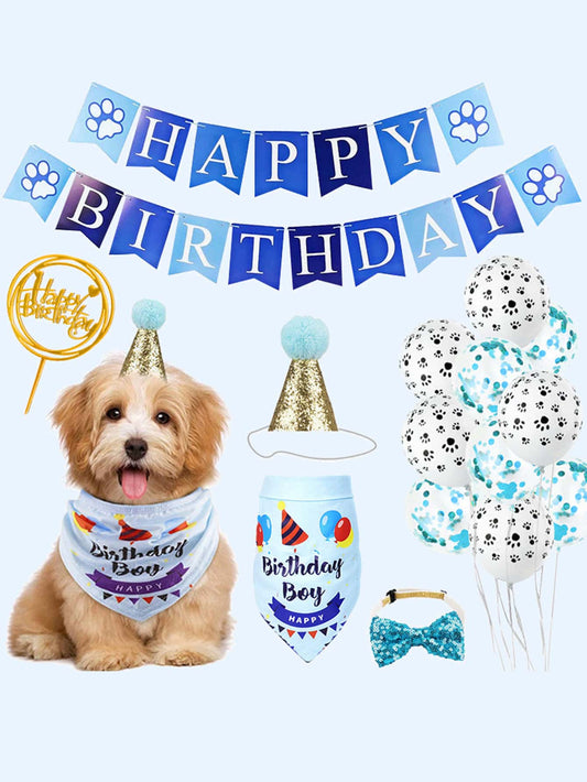 31pcs Pet Birthday Party Accessory Set Includes Birthday Banner Balloon Pet Hat Bandana Bow Tie