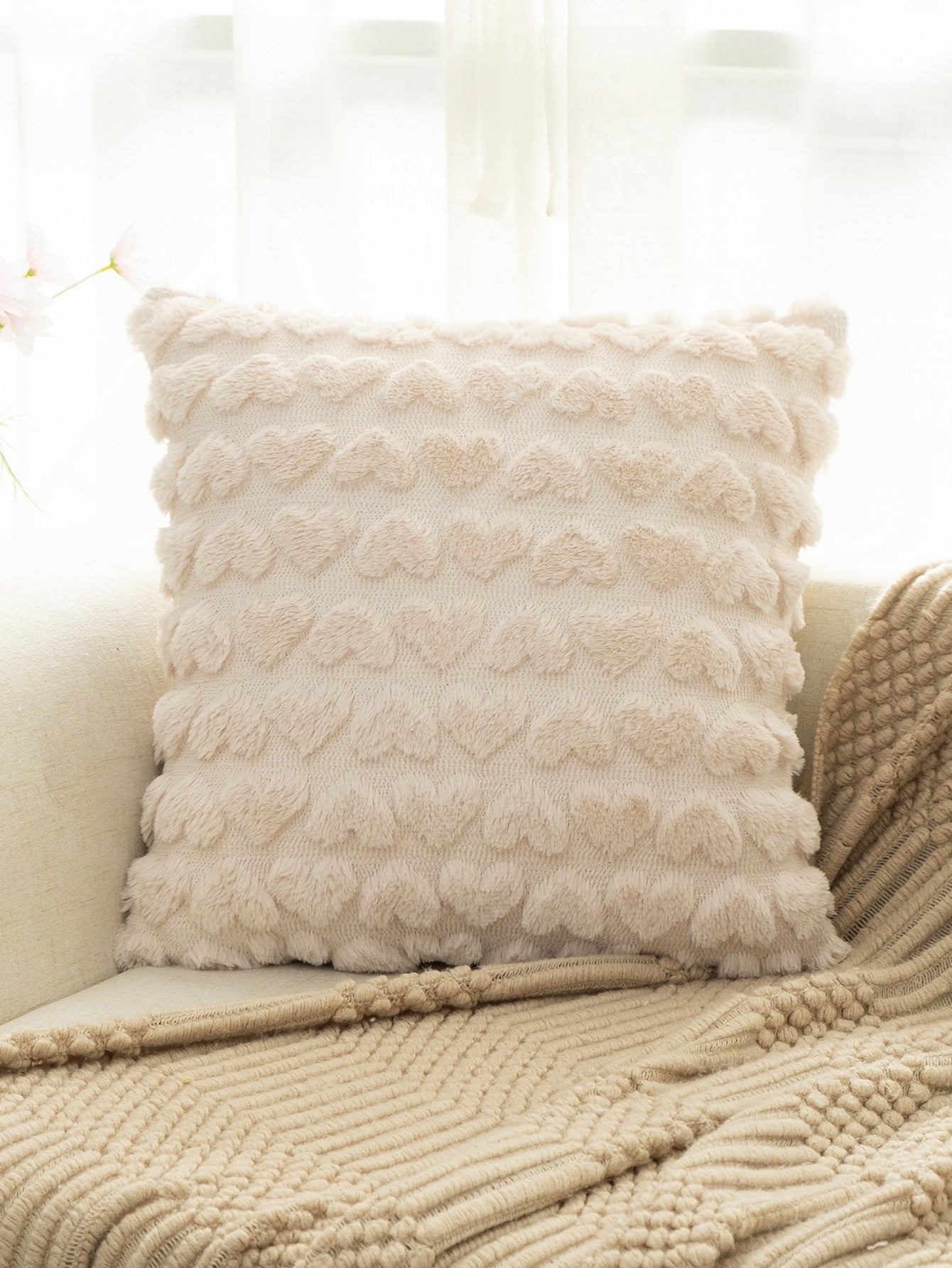 Heart Pattern Cushion Cover Without Filler