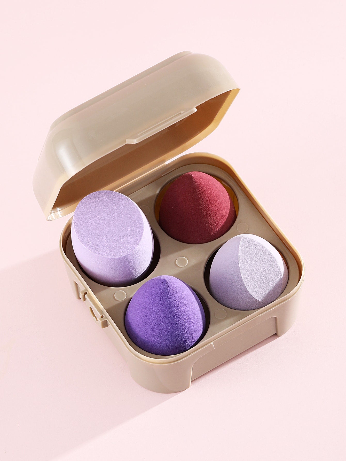 4pcs Makeup Sponge 1pc Storage Box