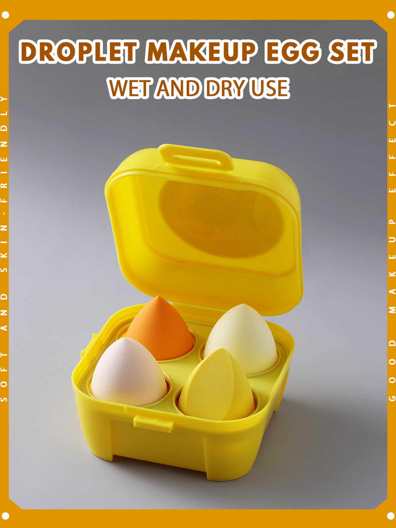 4pcs Makeup Sponge 1pc Storage Box
