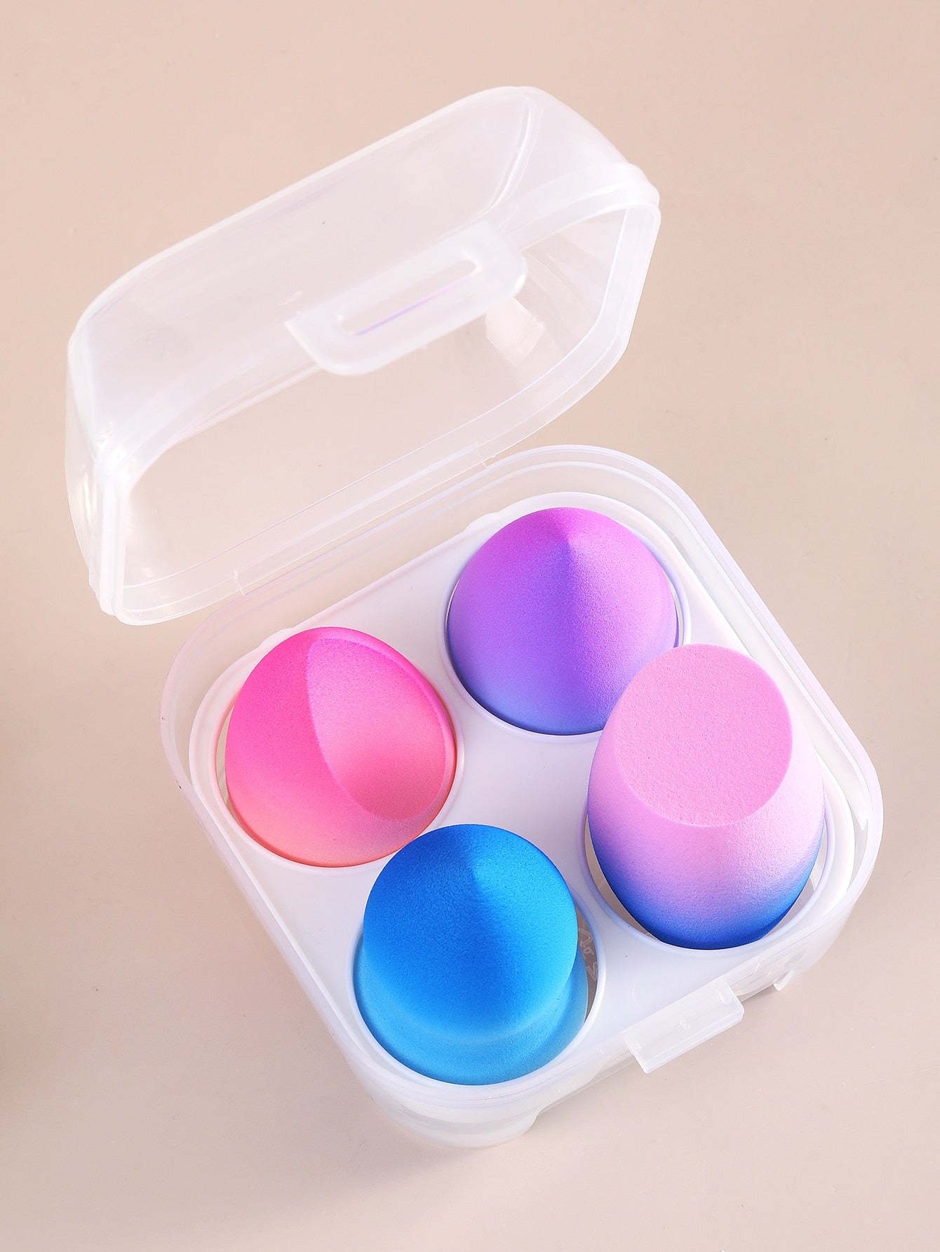 4pcs Makeup Sponge 1pc Storage Box
