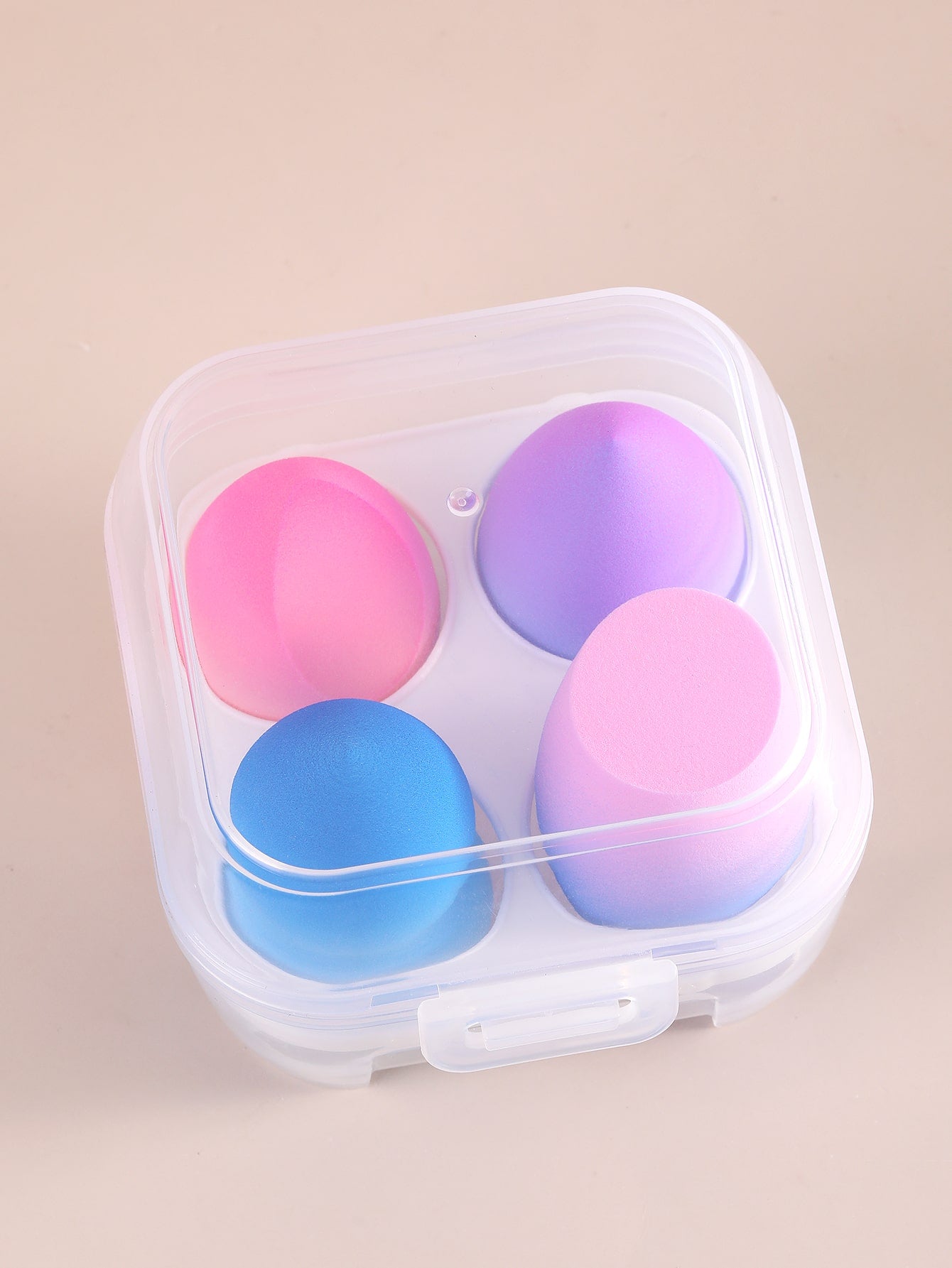 4pcs Makeup Sponge 1pc Storage Box