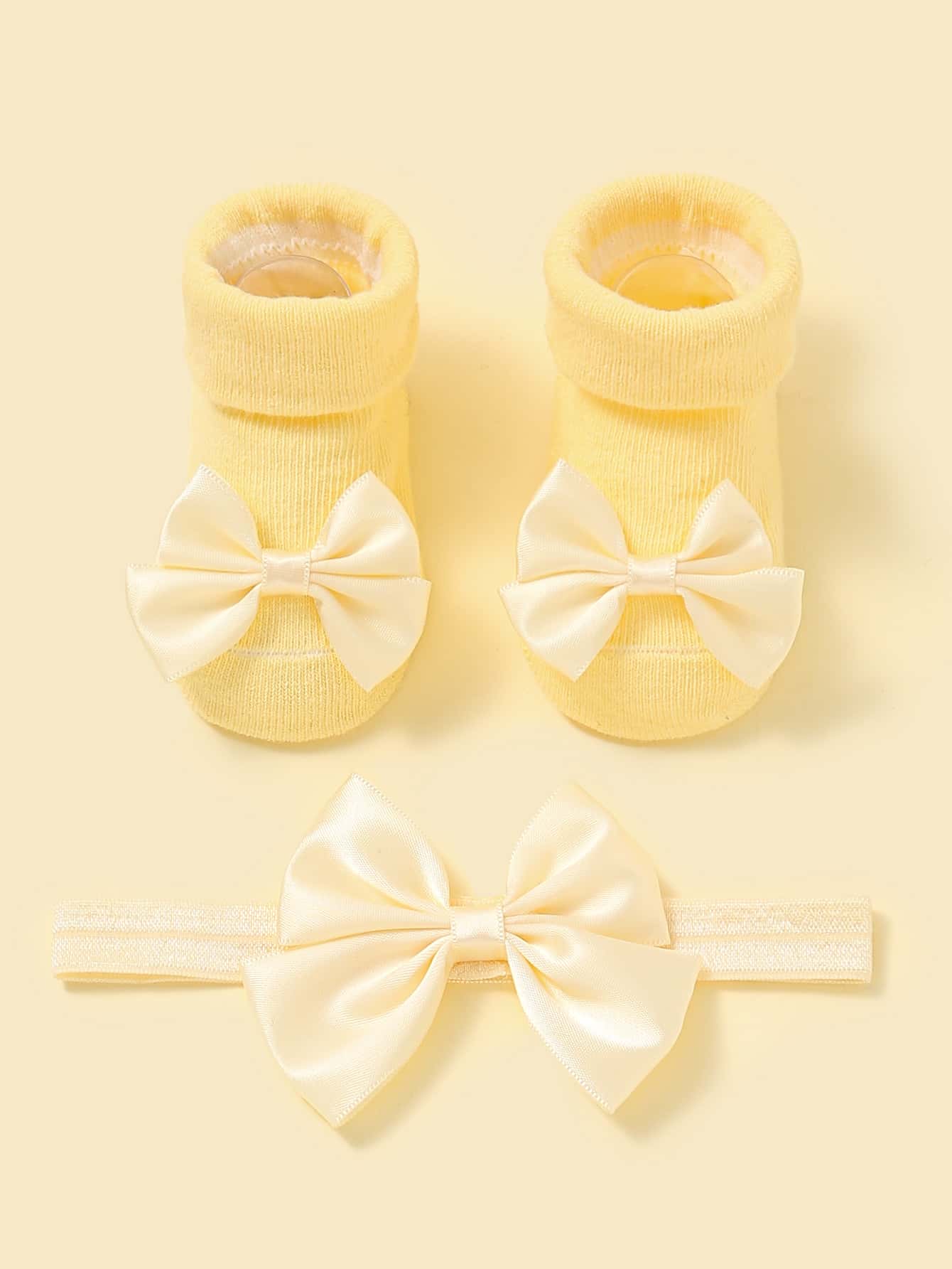 1pair Baby Bow Decor Socks 1pc Headband