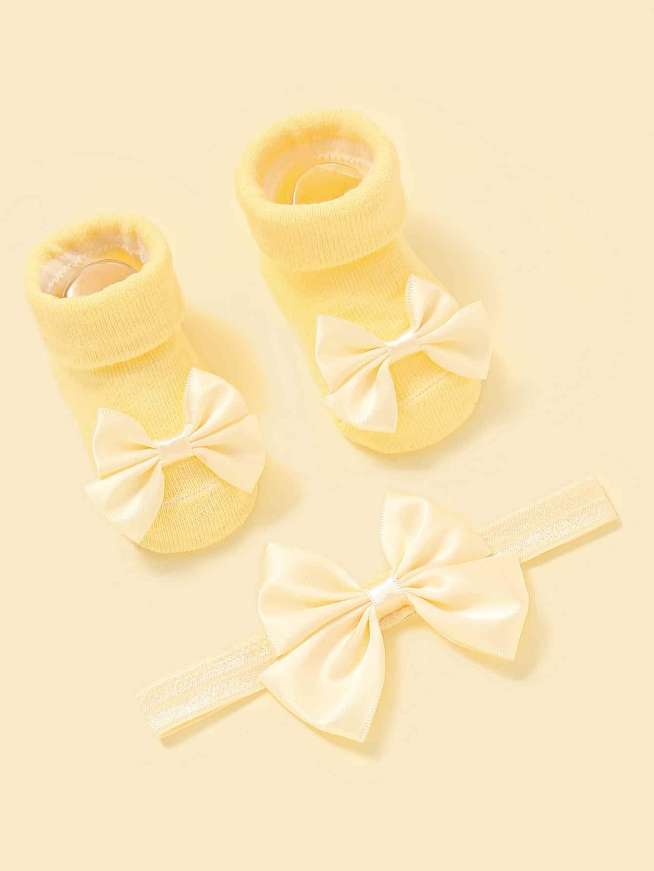 1pair Baby Bow Decor Socks 1pc Headband