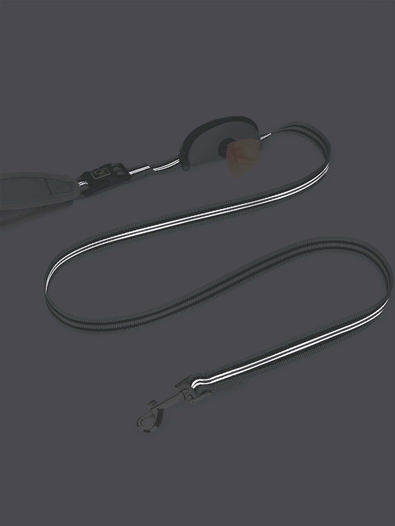 1pc Two Tone Pet Leash With Poopbag Dispenser 1roll Poopbag