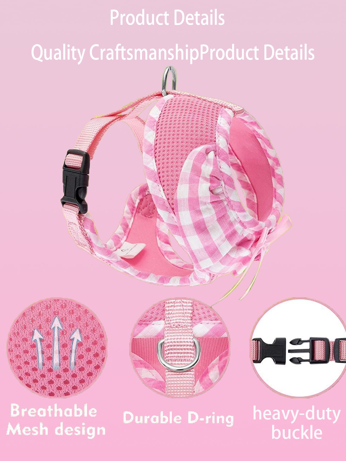 1pc Plaid Print Pet Harness