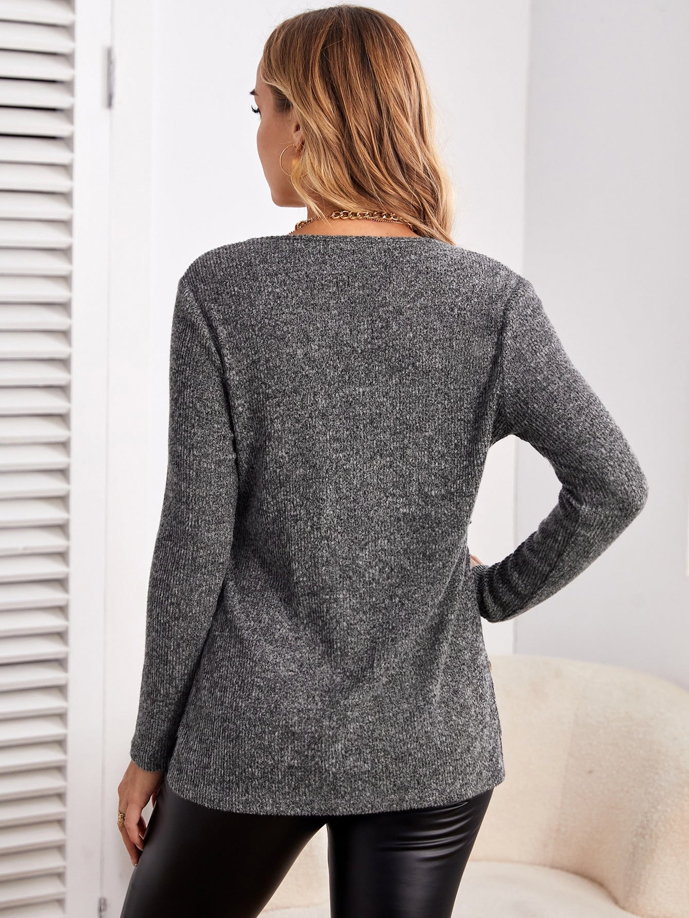 Maternity Button Side Rib knit Tee