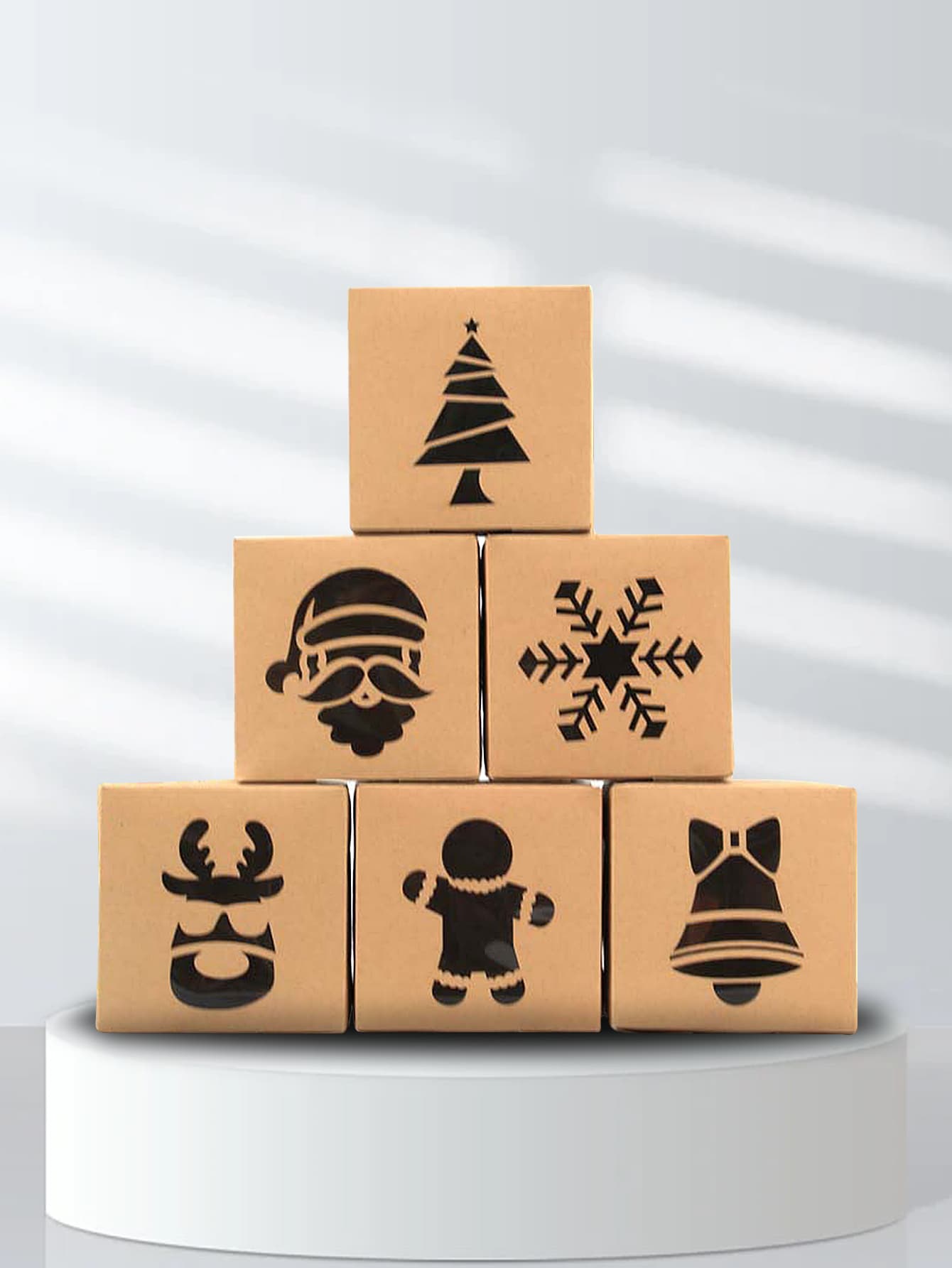 6pcs Christmas Santa Snowflake Pattern Packaging Box