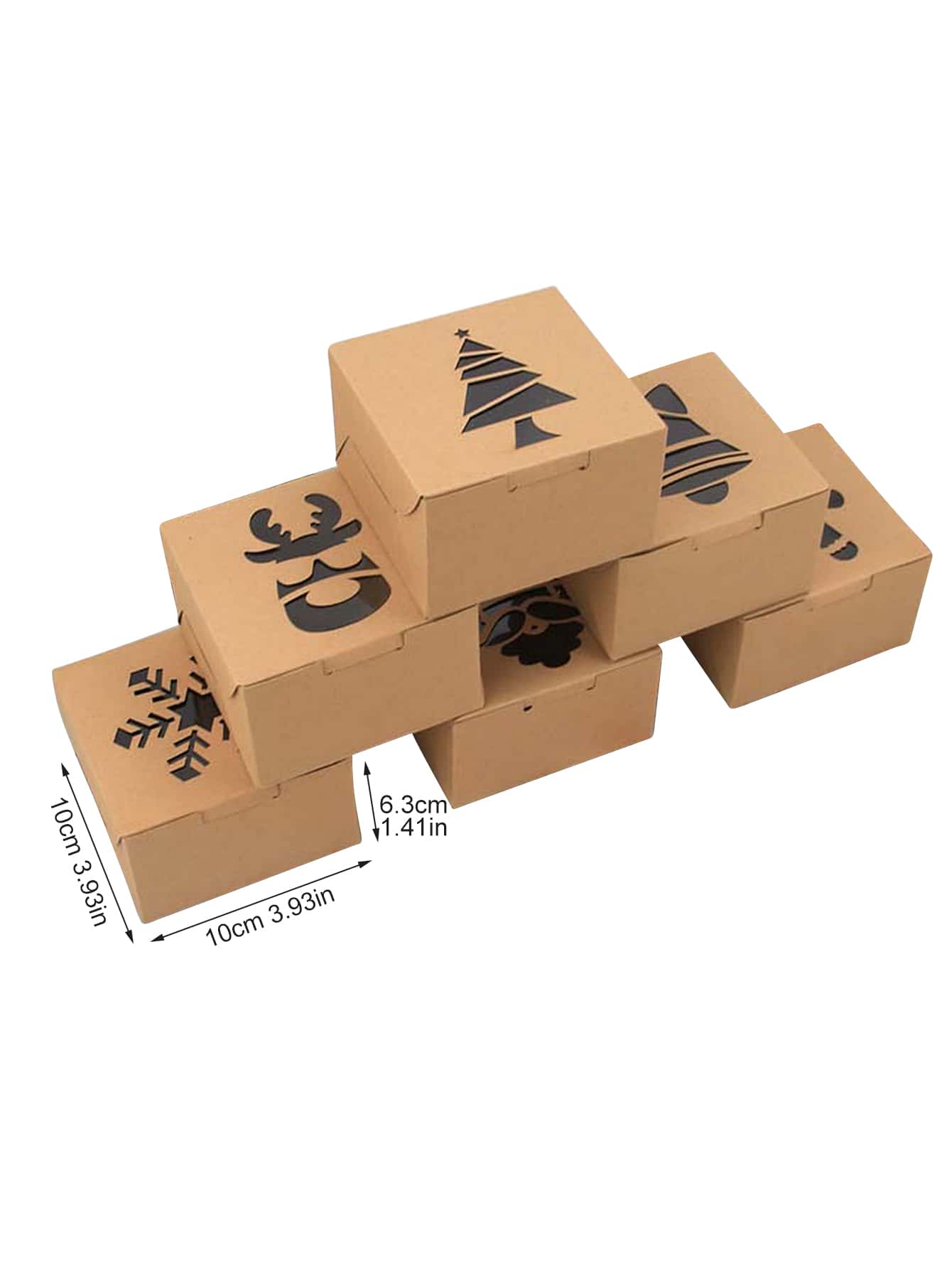6pcs Christmas Santa Snowflake Pattern Packaging Box