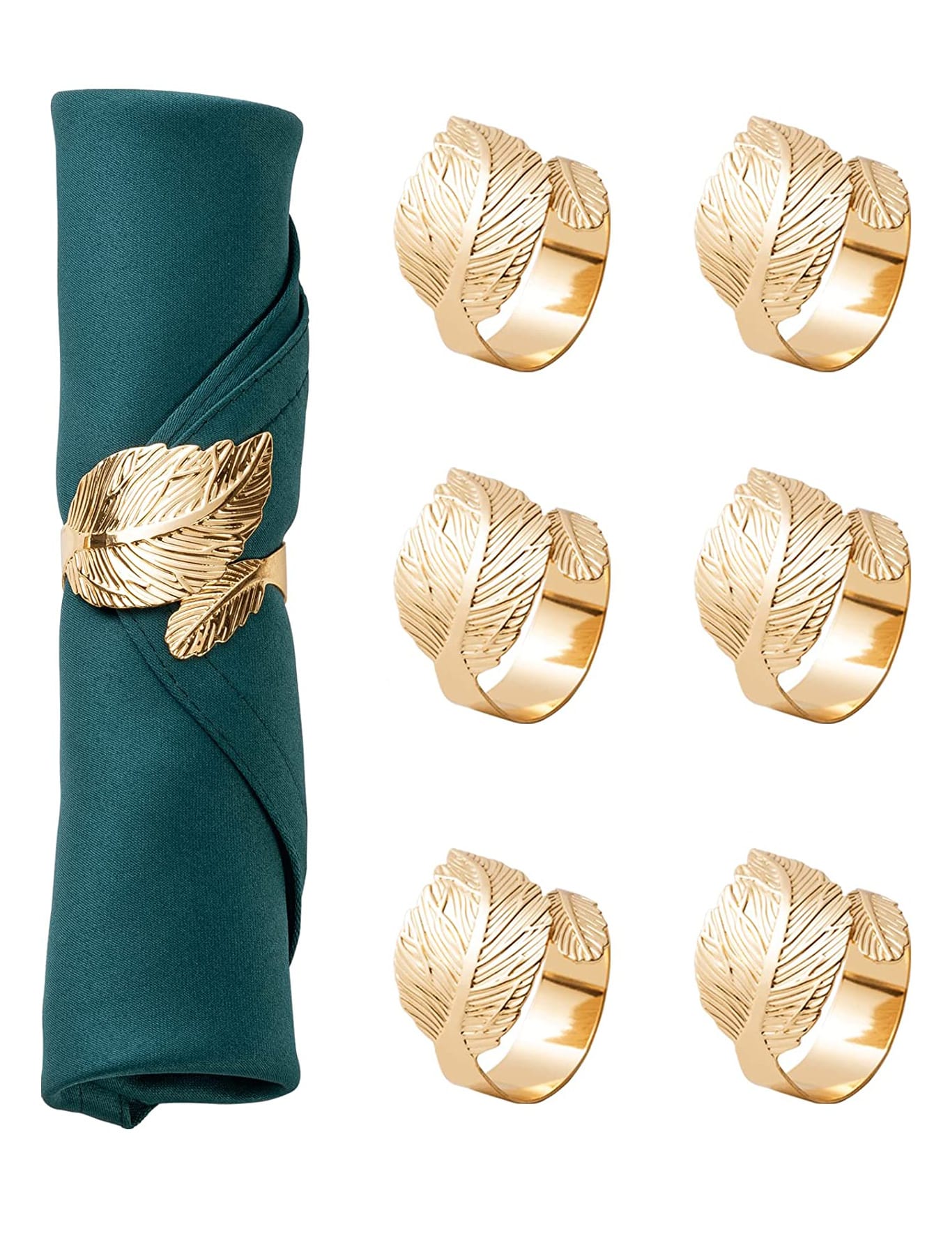 6pcs Leaf Design Napkin Ring