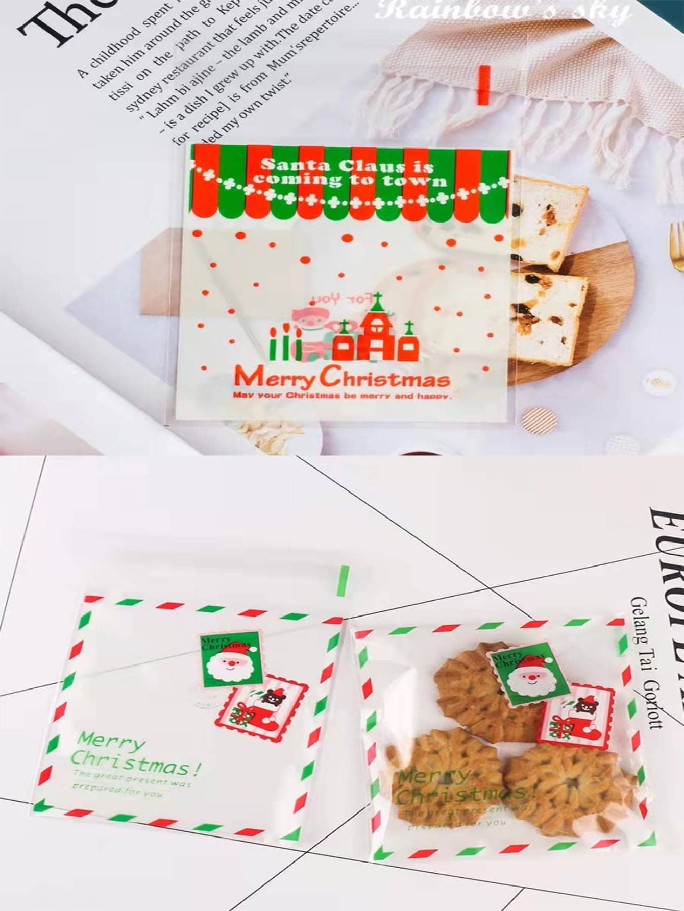 50pcs Christmas Pattern Random Candy Packaging Bag