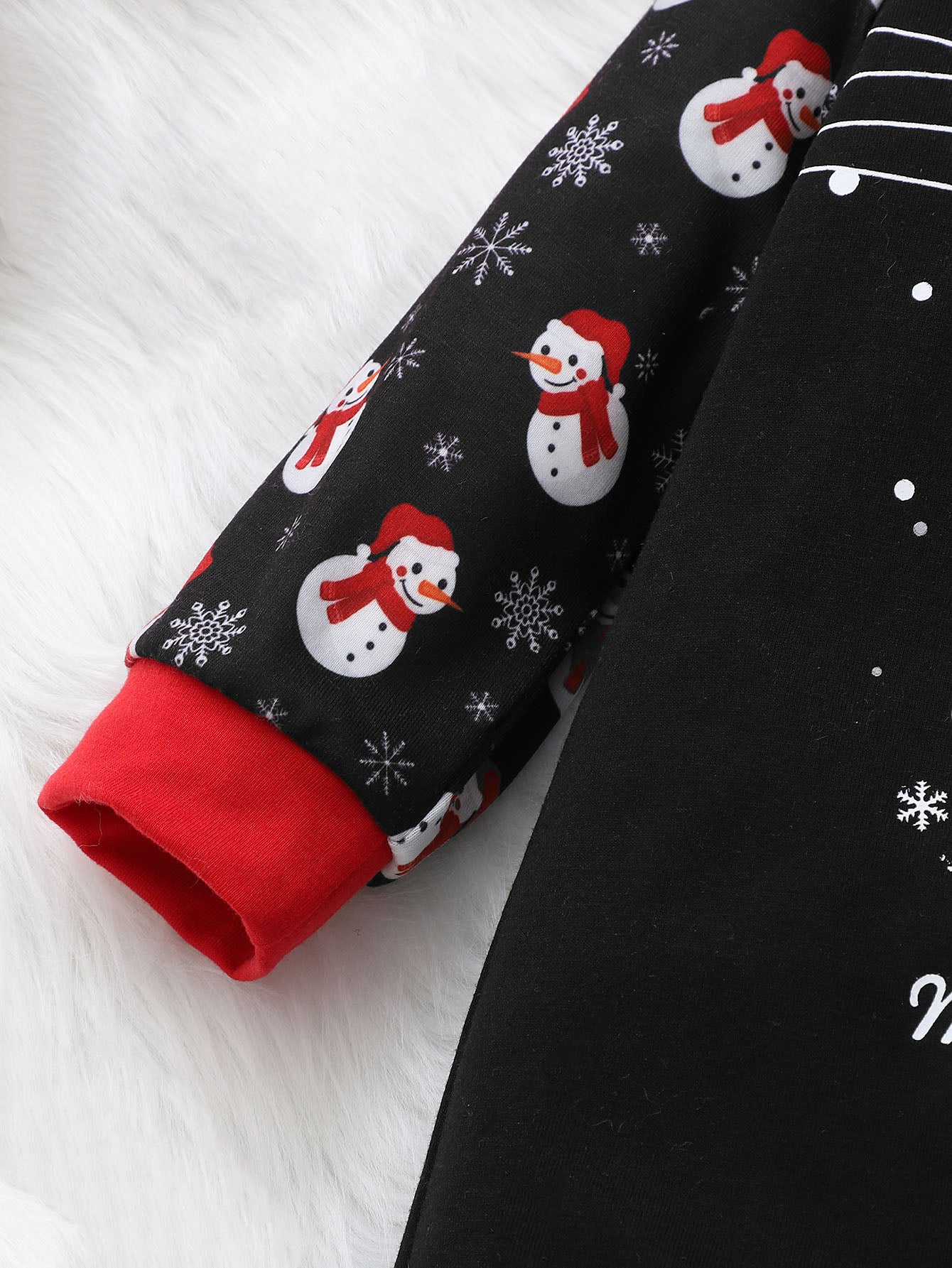 Baby Christmas Snowman Letter Graphic Jumpsuit Hat