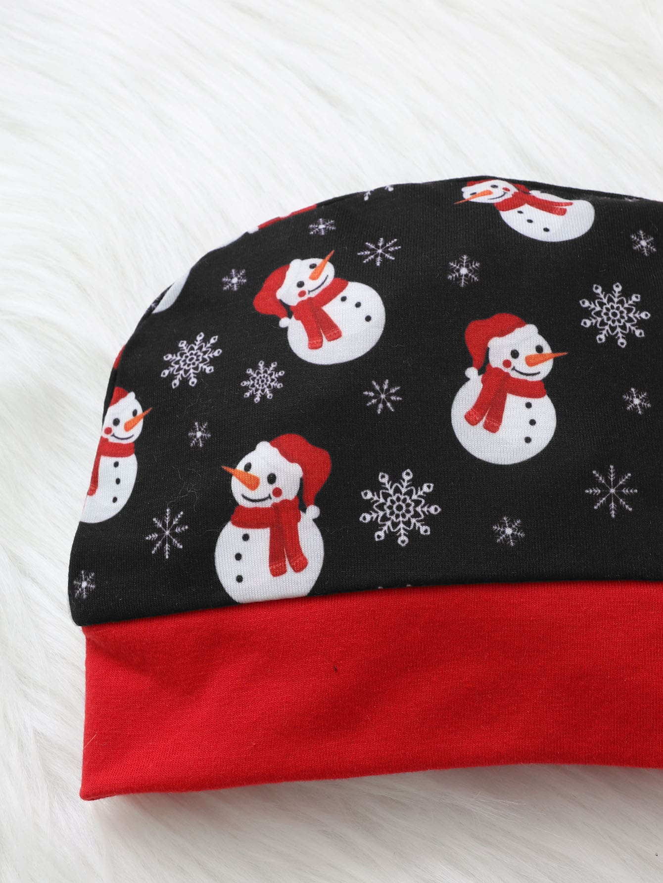 Baby Christmas Snowman Letter Graphic Jumpsuit Hat