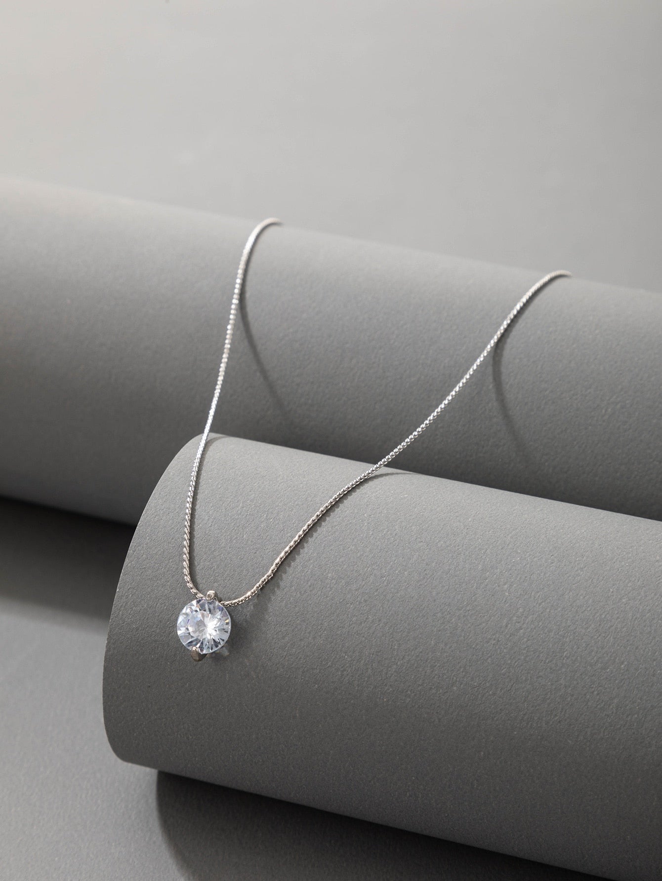 Cubic Zirconia Round Charm Necklace