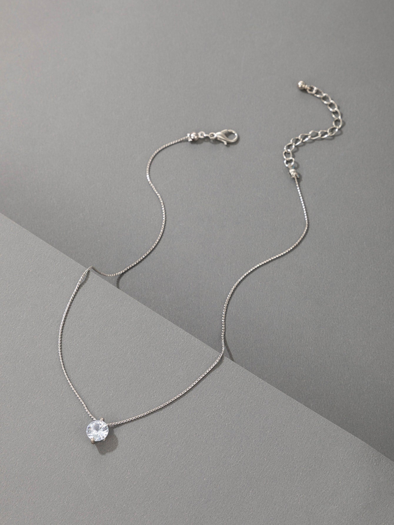 Cubic Zirconia Round Charm Necklace