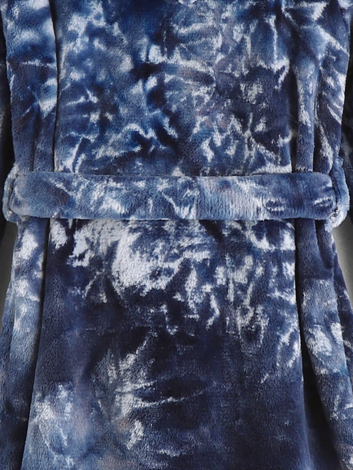Boys Tie Dye Dual Pocket Hooded Belted Flannel Sleep Robe