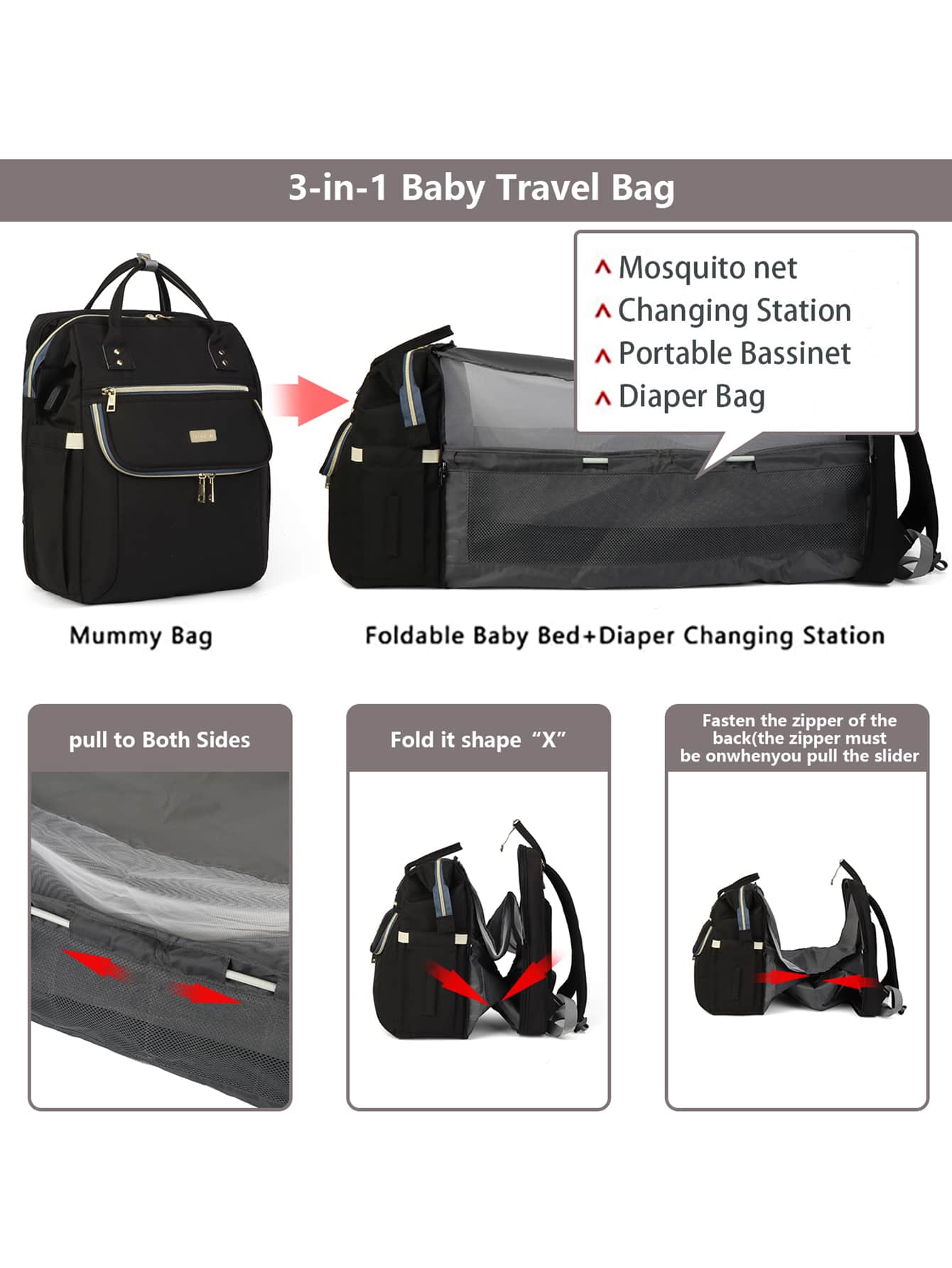 1pc Colorblock Diaper Bag