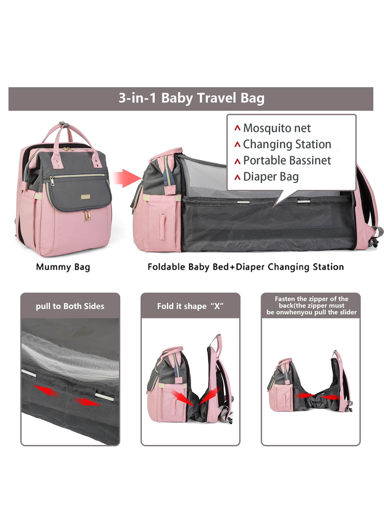 1pc Colorblock Diaper Bag
