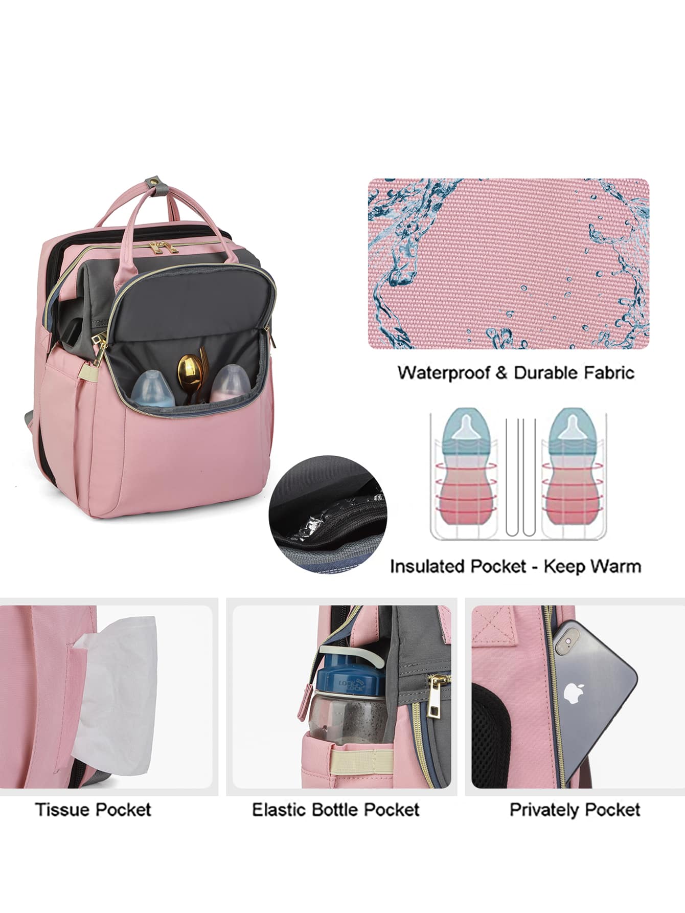 1pc Colorblock Diaper Bag