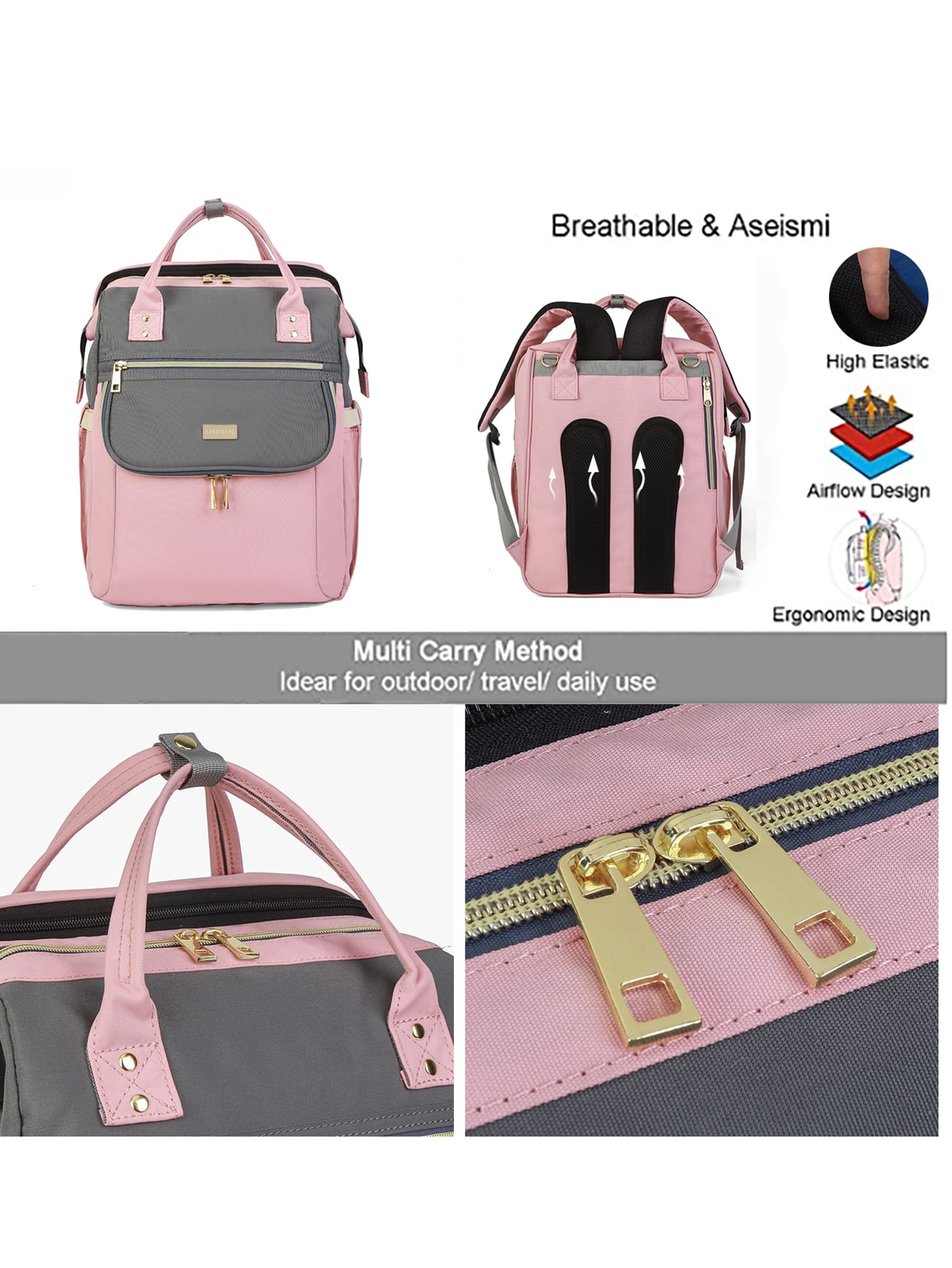1pc Colorblock Diaper Bag