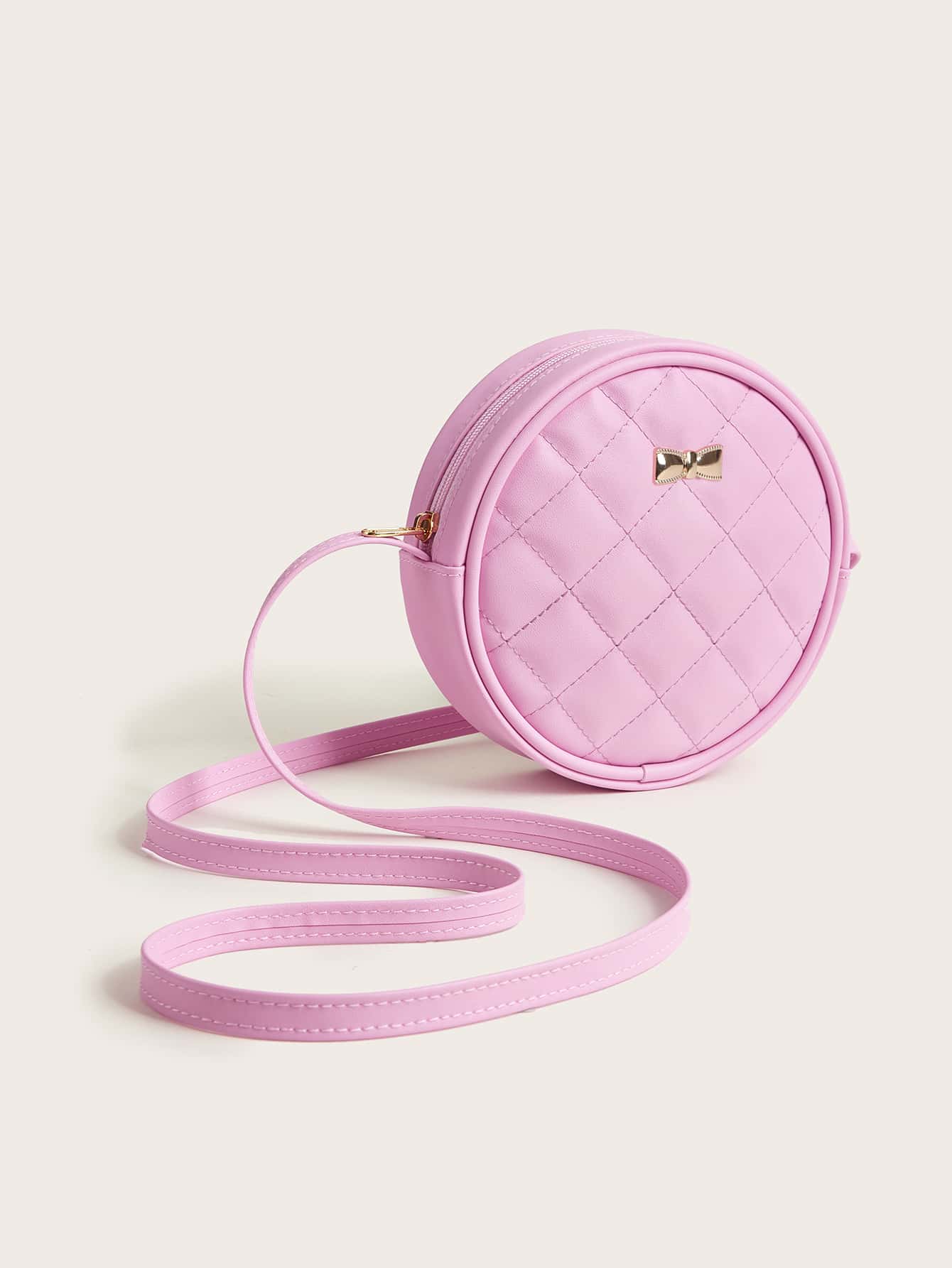 Girls Quilted Bow Decor Circle Bag