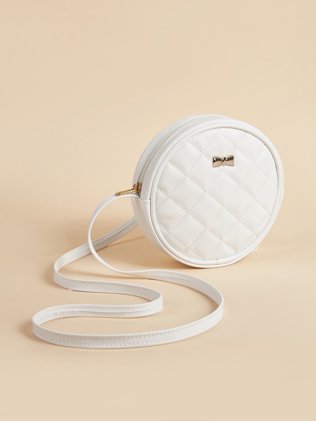 Girls Quilted Bow Decor Circle Bag