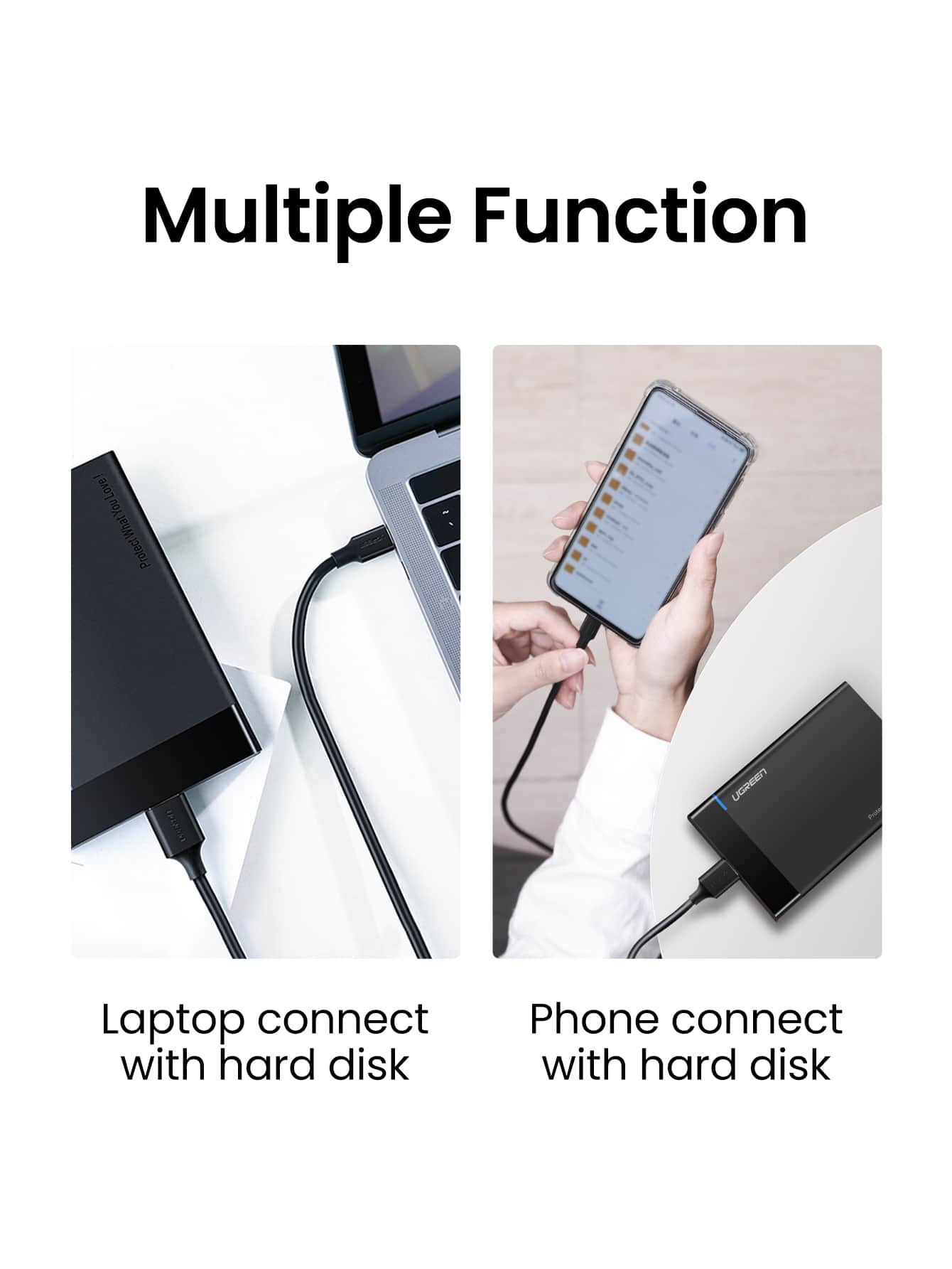 UGREEN 1pc Type C To Micro USB Hard Disk Cable