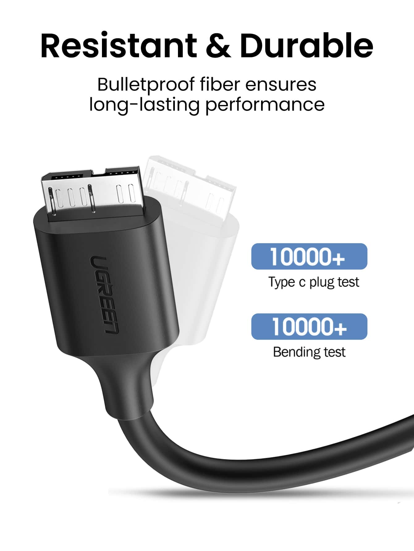 UGREEN 1pc Type C To Micro USB Hard Disk Cable