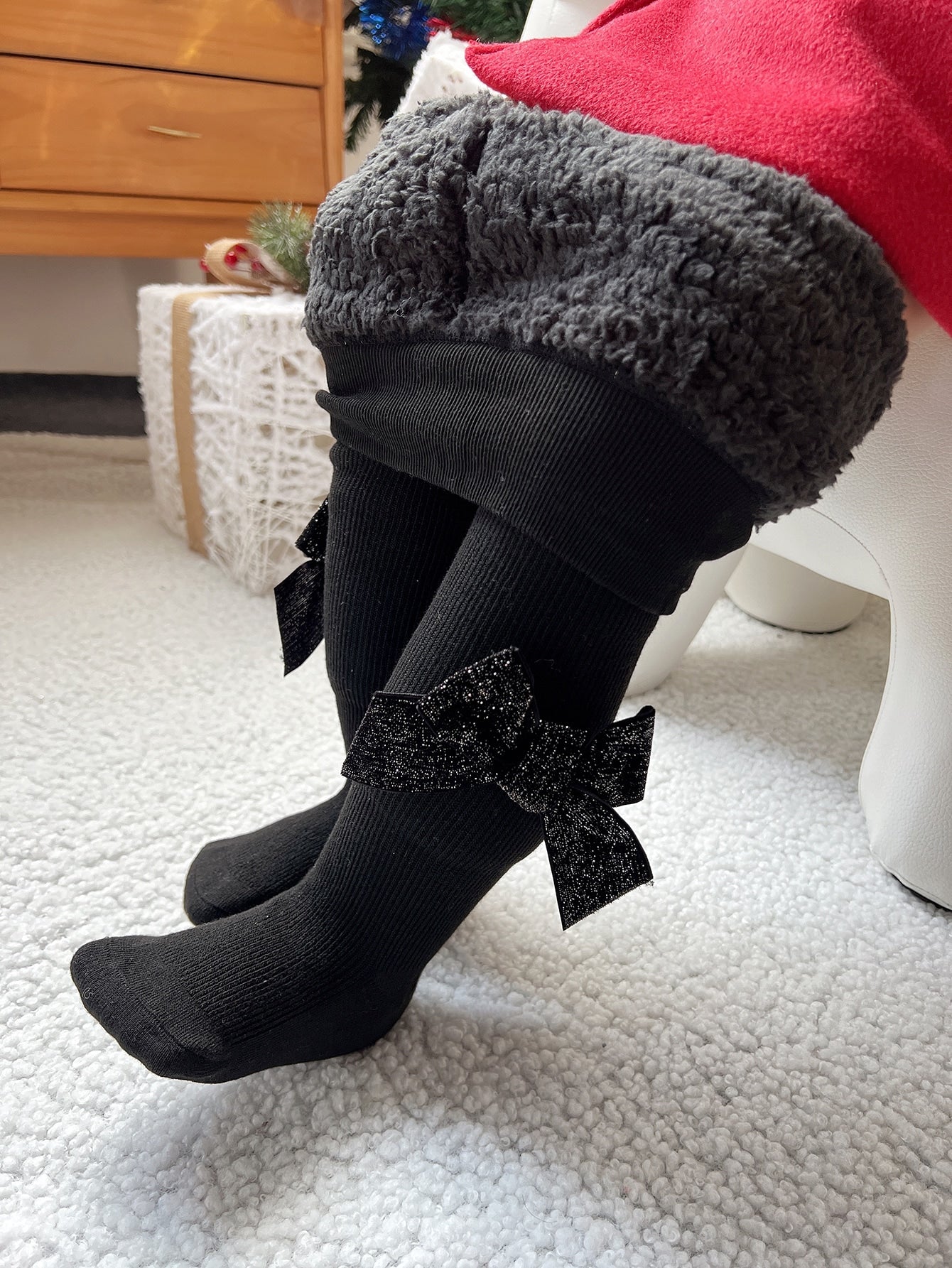 Girls Bow Decor Tights