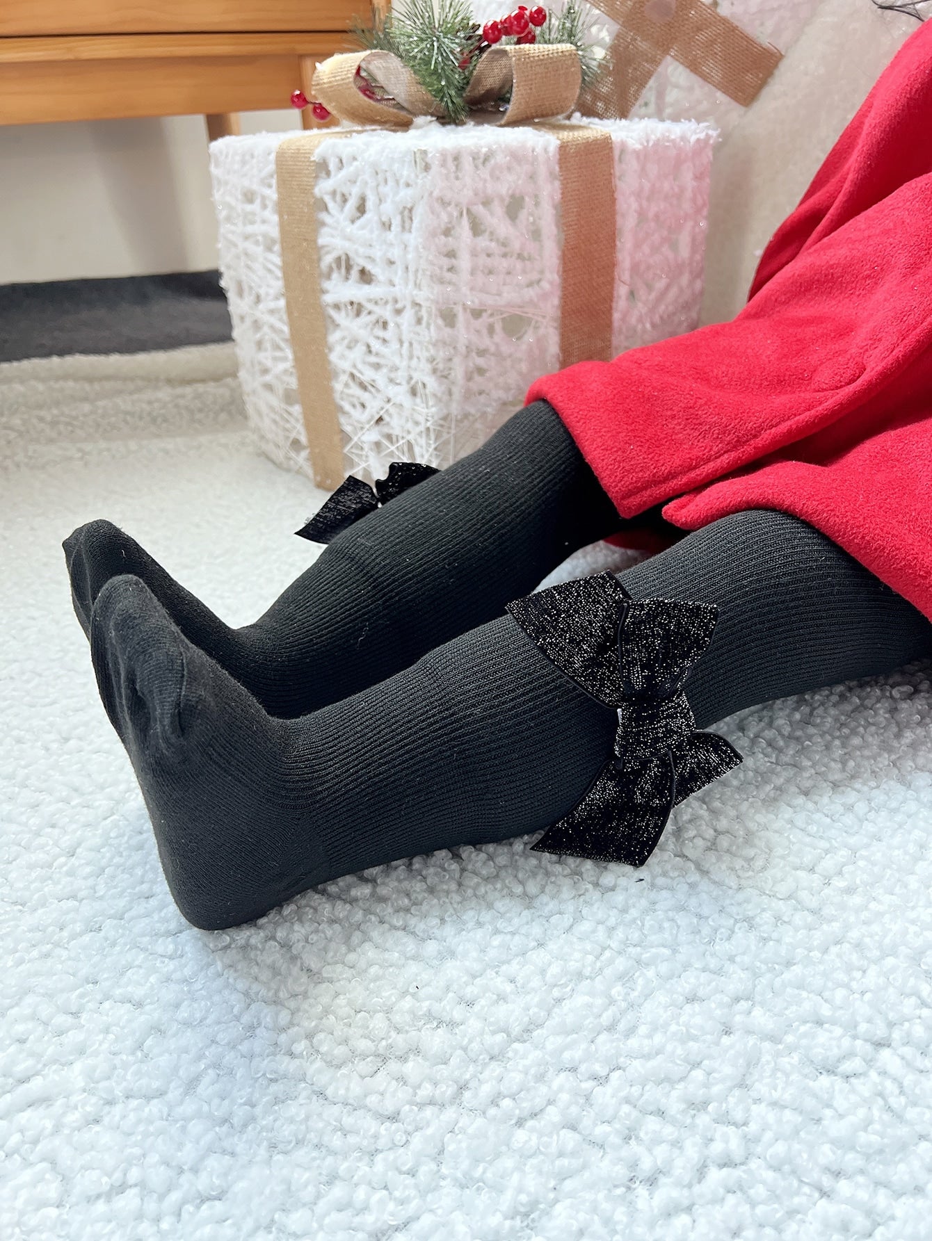 Girls Bow Decor Tights