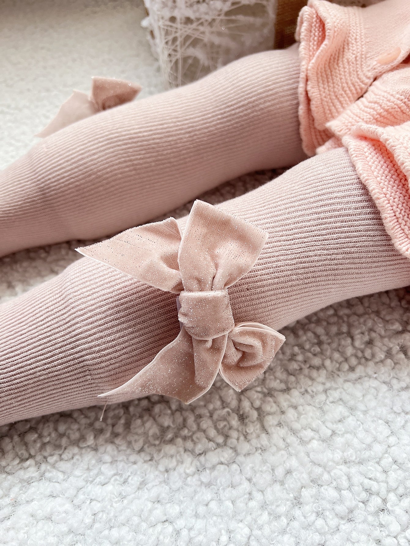 Girls Bow Decor Tights