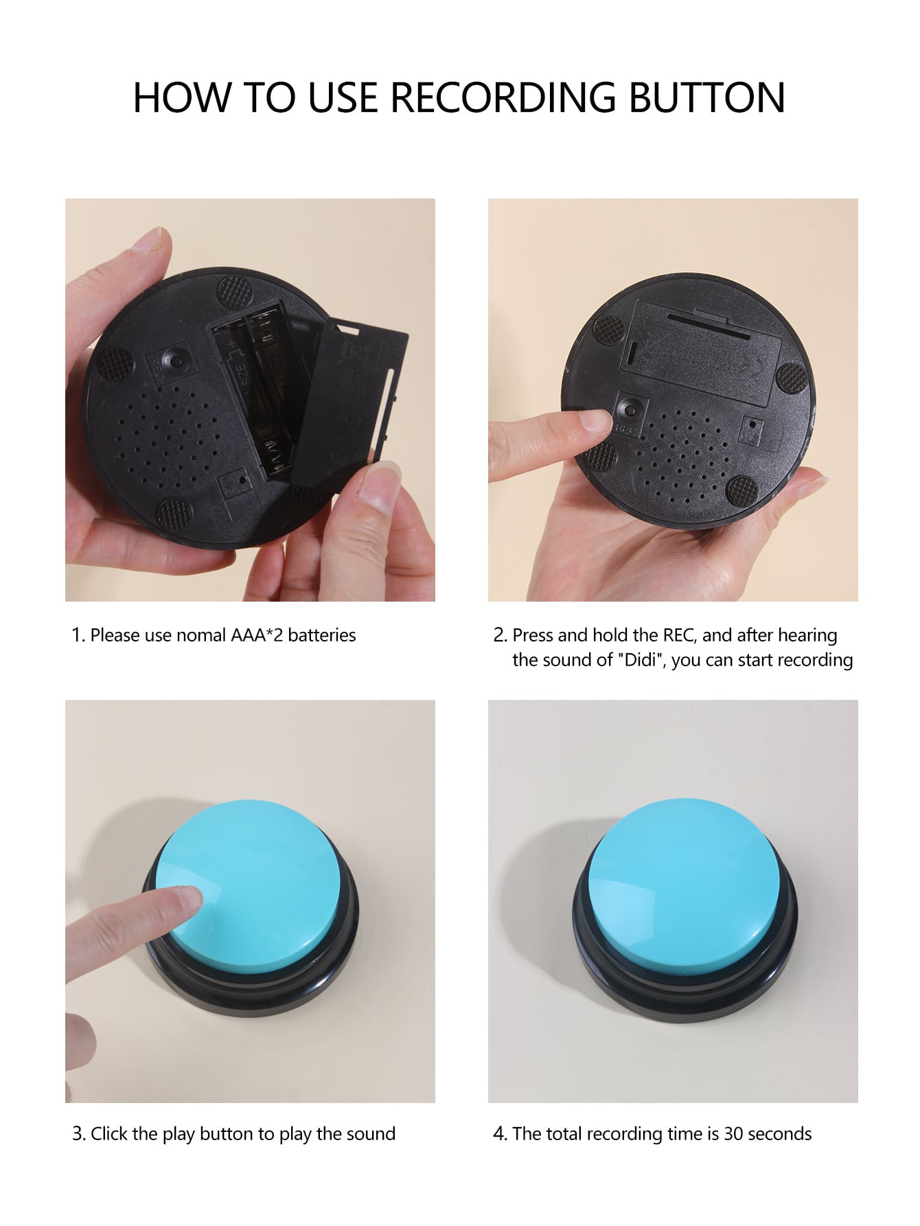 1pc Random Voice Recording Button Design Pet Communication Toy