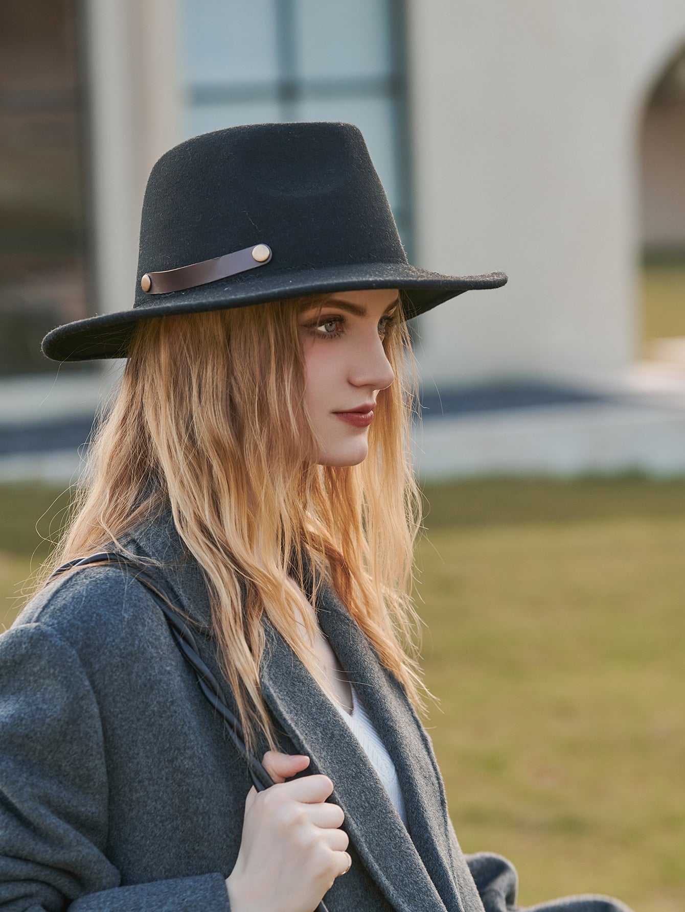 Studded Decor Fedora Hat