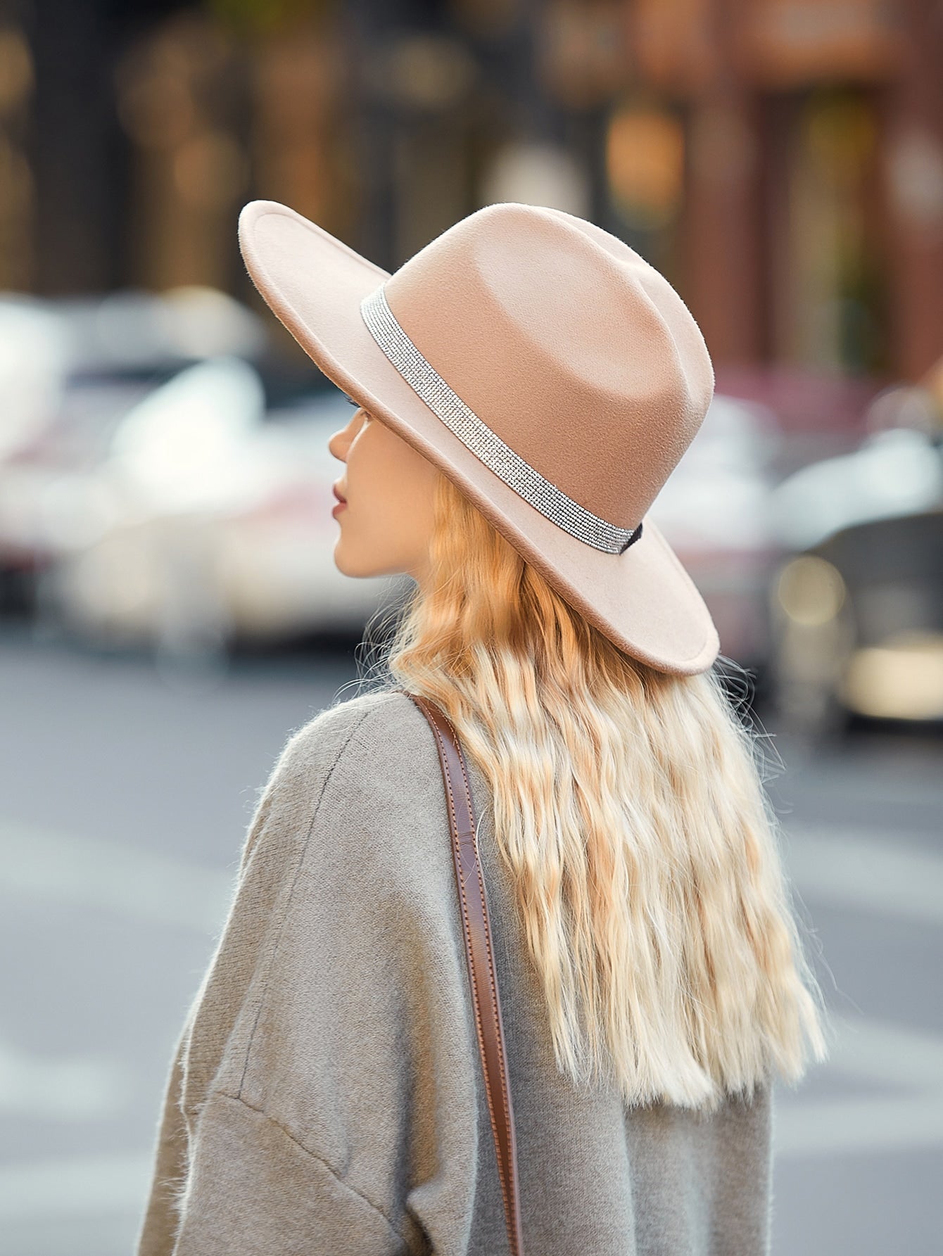 Rhinestone Decor Fedora Hat