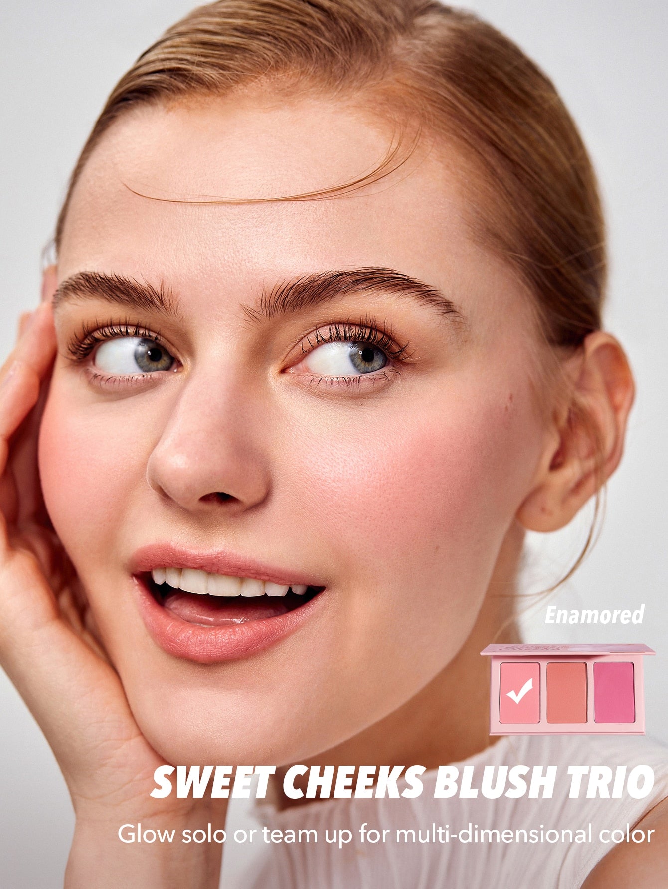 SHEGLAM Sweet Cheeks Blush Trio-Sunset Cruise 3-Clolor Powder Blush Palette Non-Fading Multi-Use Non-Greasy Shimmer Lightweight Velvet Smooth Blusher