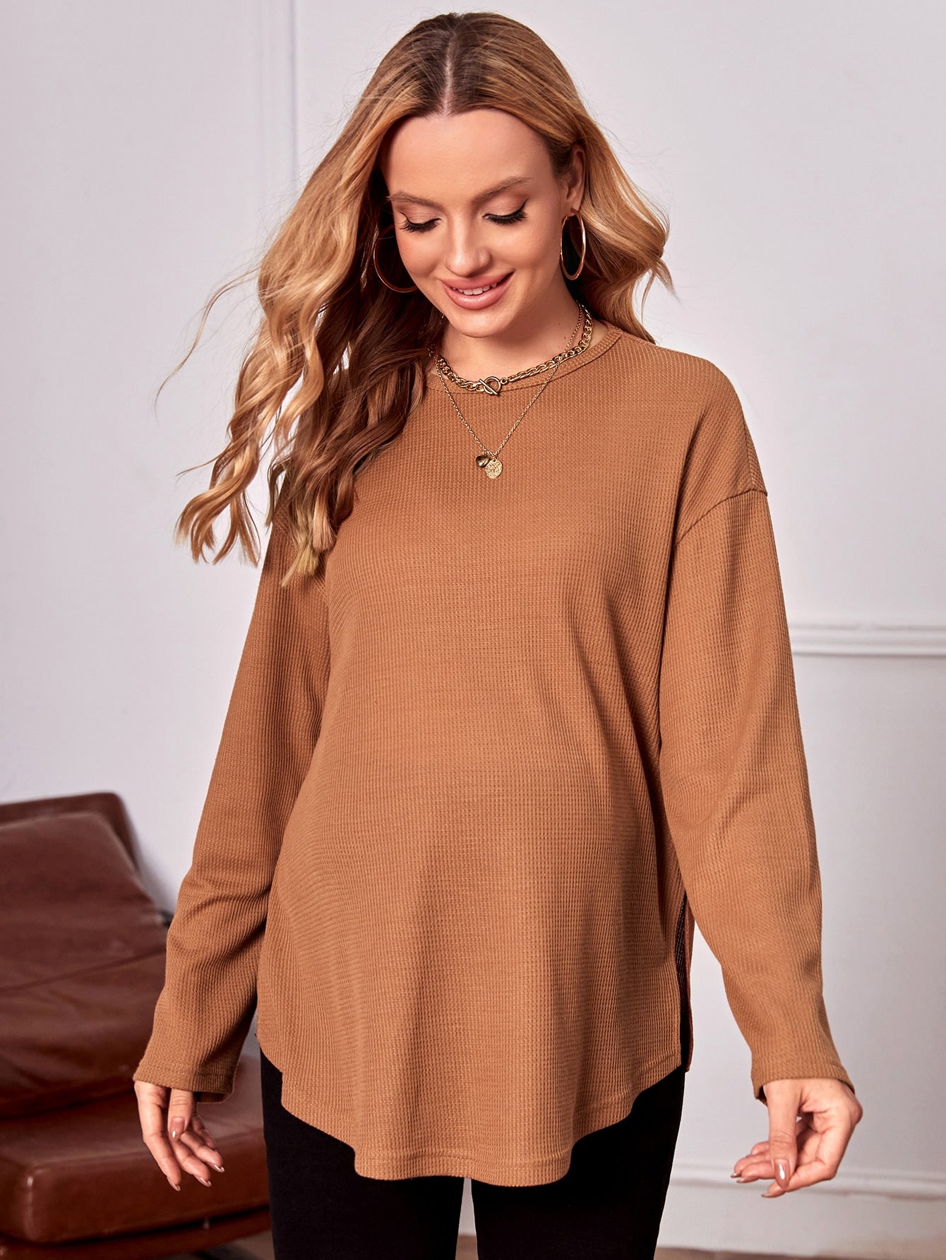 Maternity Drop Shoulder Rib knit Tee