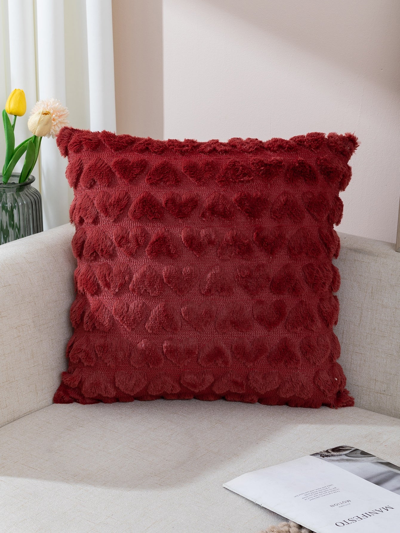 Heart Pattern Cushion Cover Without Filler
