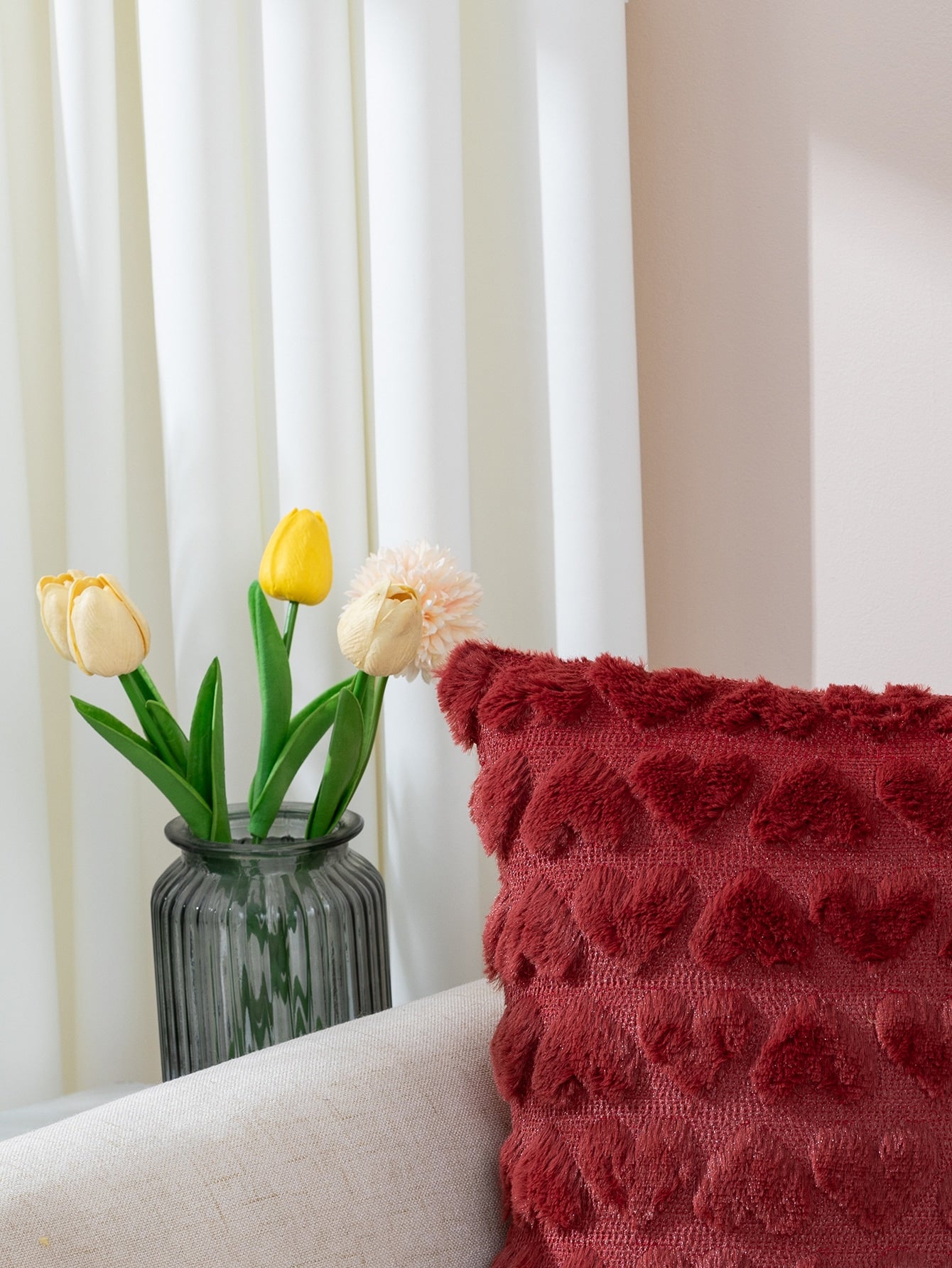 Heart Pattern Cushion Cover Without Filler